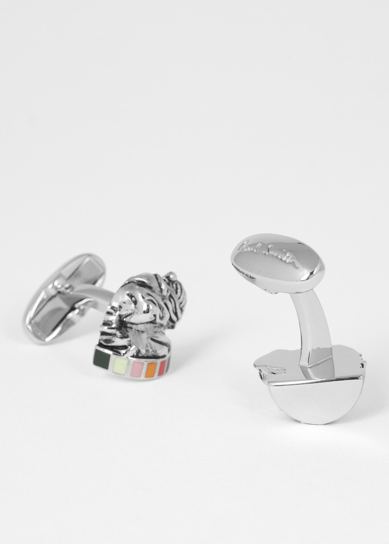 Paul Smith Silver 'Artist Stripe' Dog Cufflinks outlook