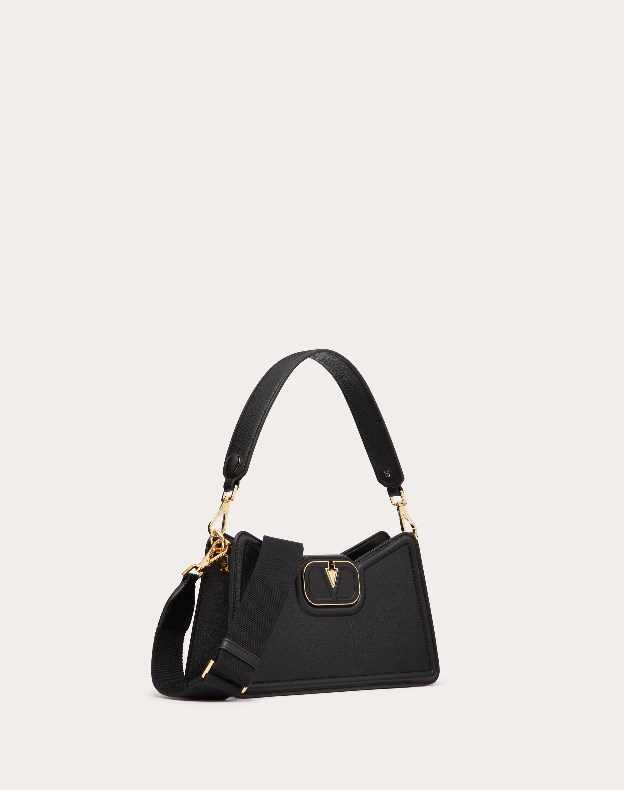 VLOGO LEATHER SHOULDER BAG IN GRAINY CALFSKIN - 2