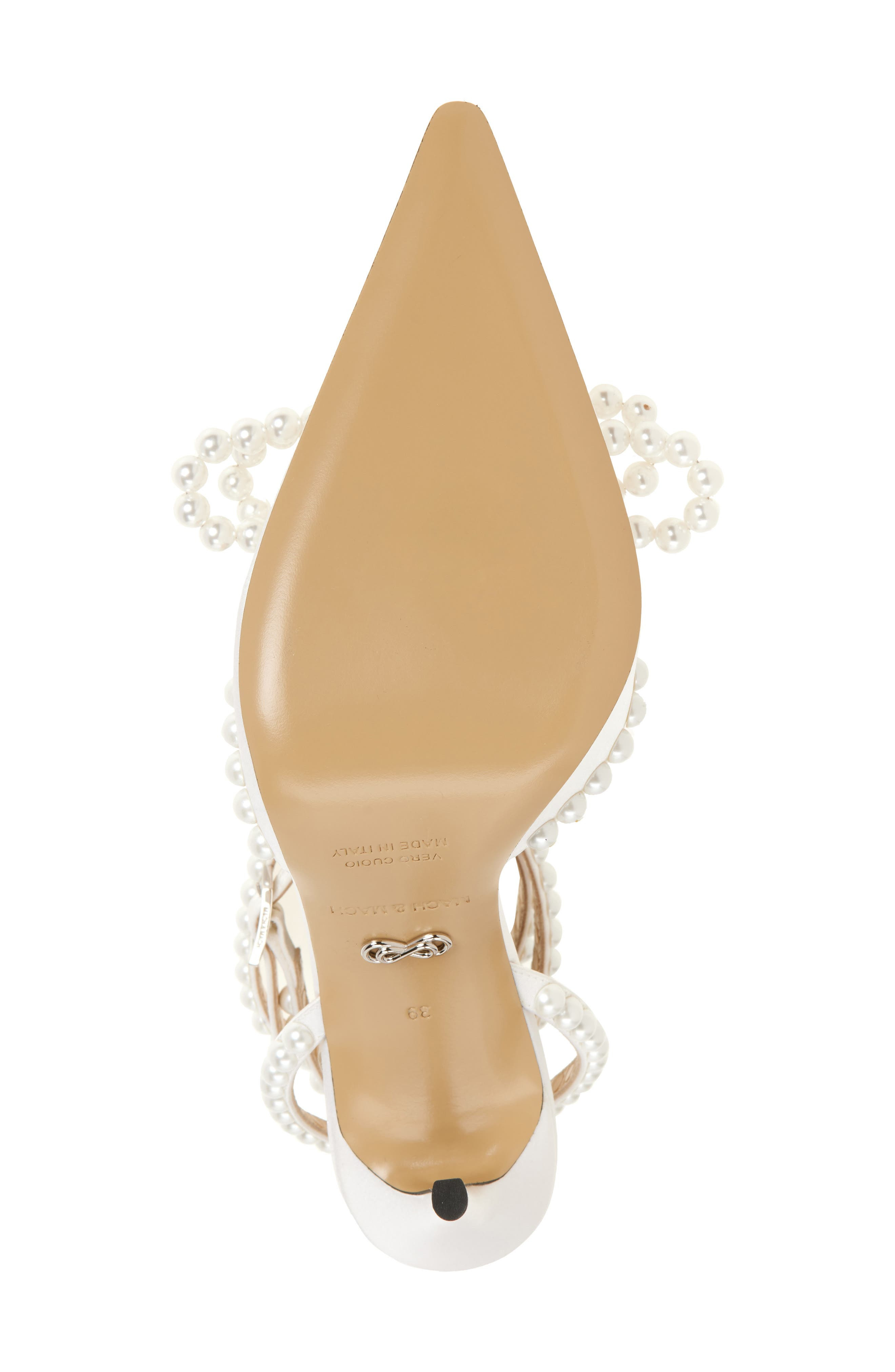Mach & Mach Double Bow Faux Pearl Slingback Pump in White Pearl at Nordstrom - 6