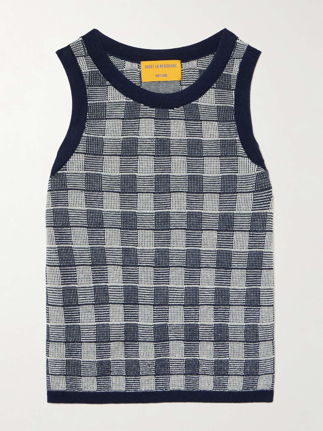 Gingham silk and linen-blend tank Blue - 1