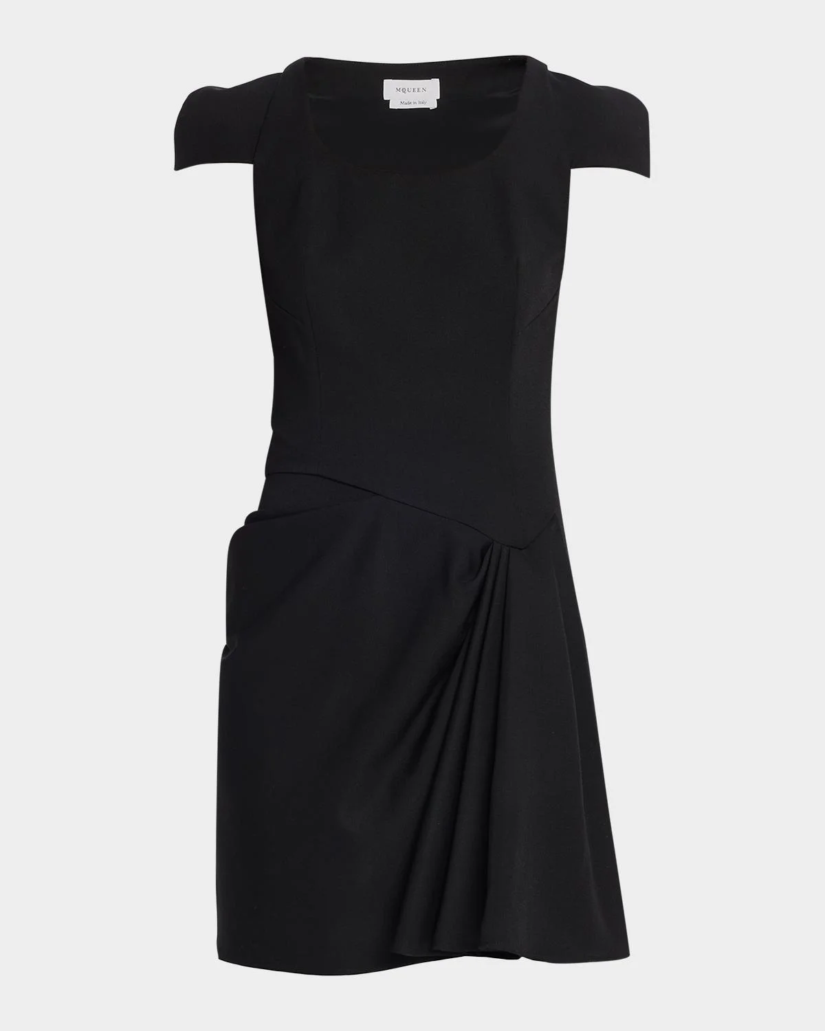 Tailored Cap-Sleeve Draped Mini Dress - 1