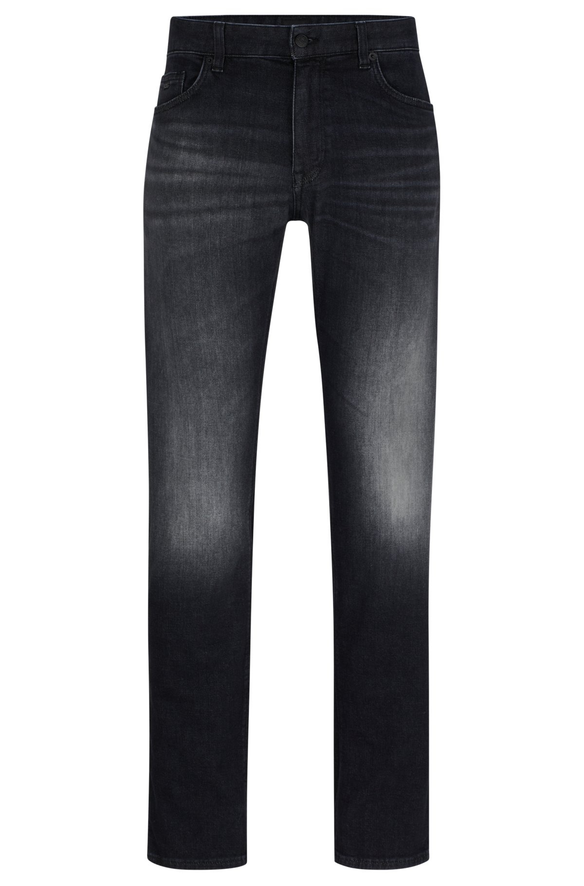 REGULAR-FIT JEANS IN BLACK ITALIAN CASHMERE-TOUCH DENIM - 1