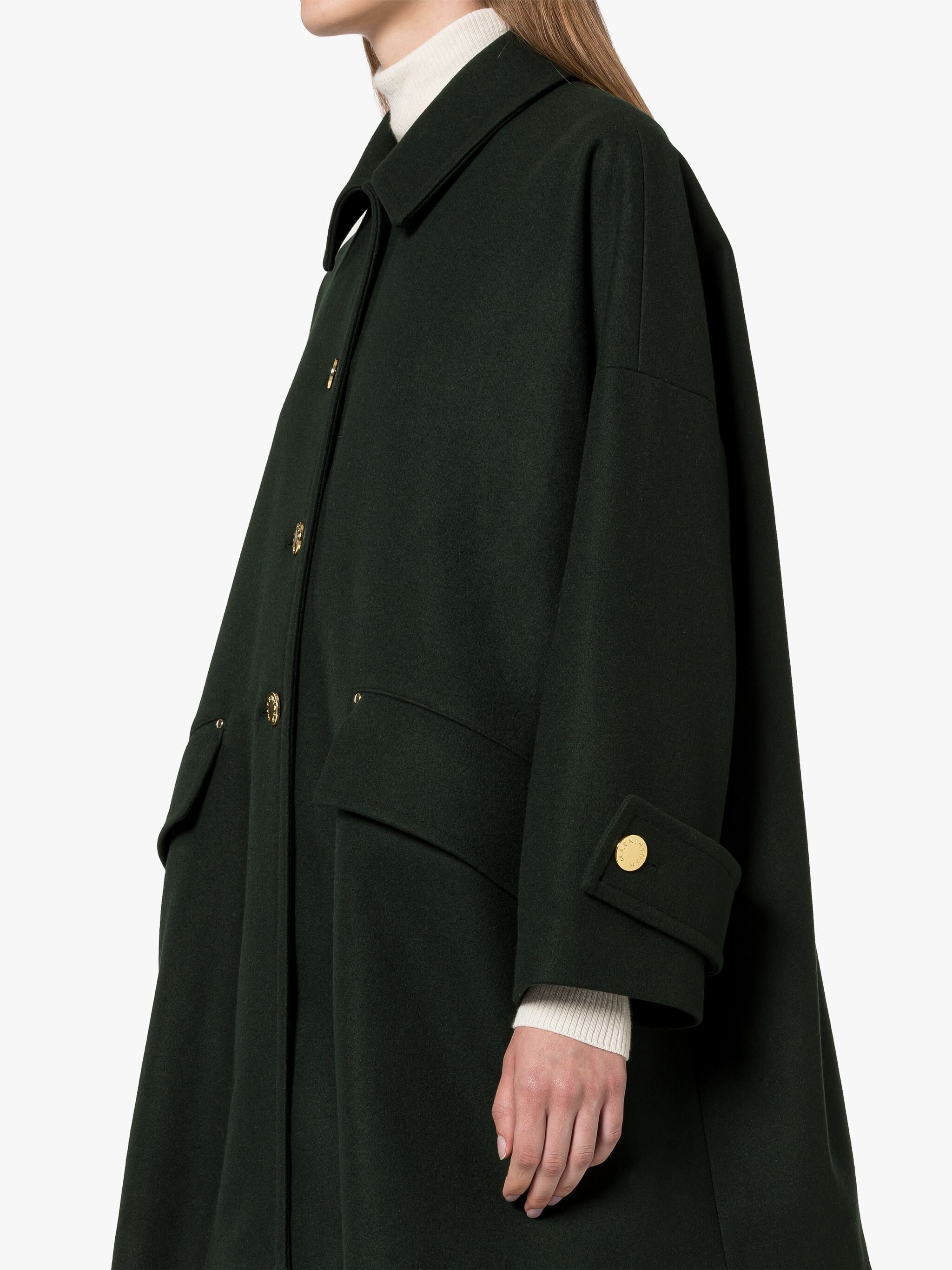 HUMBIE DARK GREEN WOOL OVERCOAT - 6