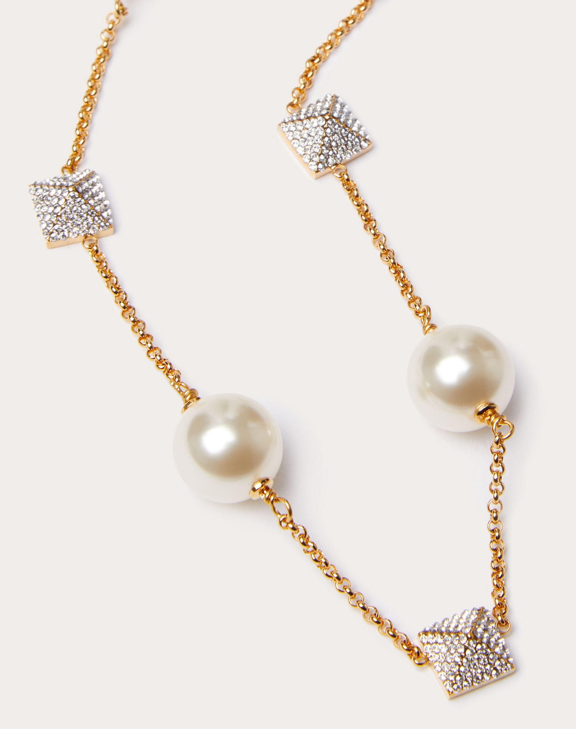 ROCKSTUD NECKLACE WITH PEARLS AND SWAROVSKI® CRYSTALS - 3