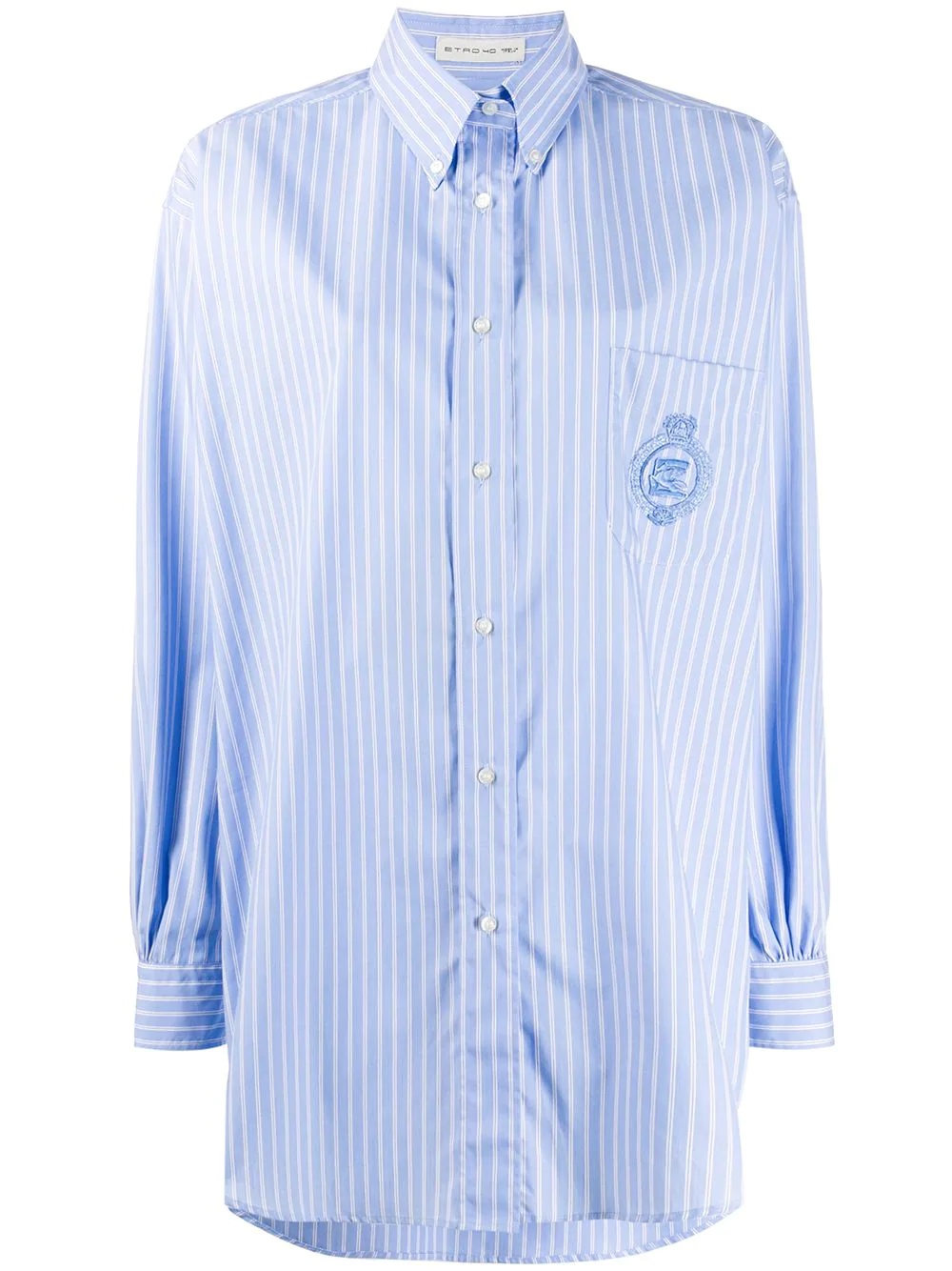 striped long-line shirt - 1