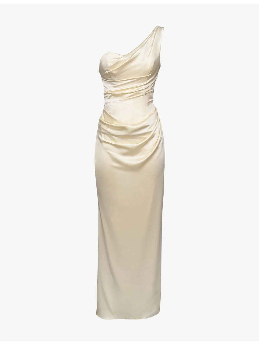 Caprice One-Shoulder Satin Maxi Dress - 1