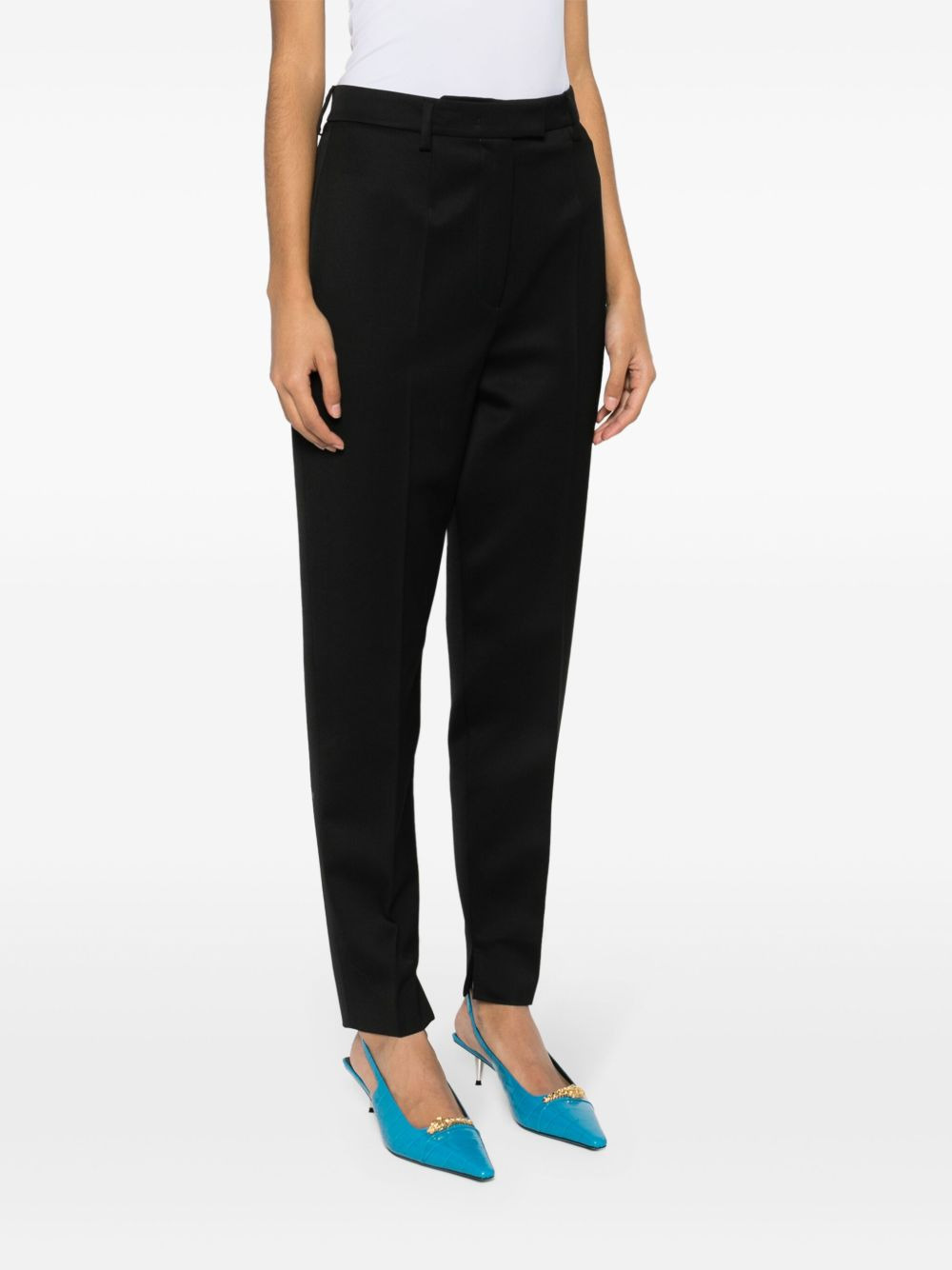 pressed-crease tapered-leg trousers - 3