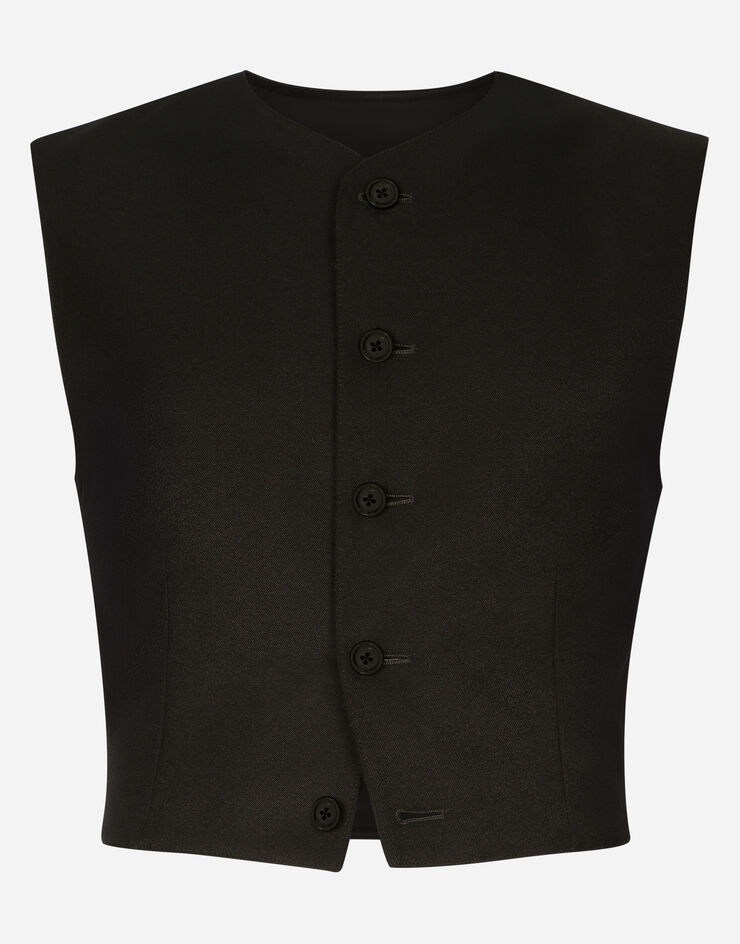 Full Milano jersey and wool gabardine vest - 1