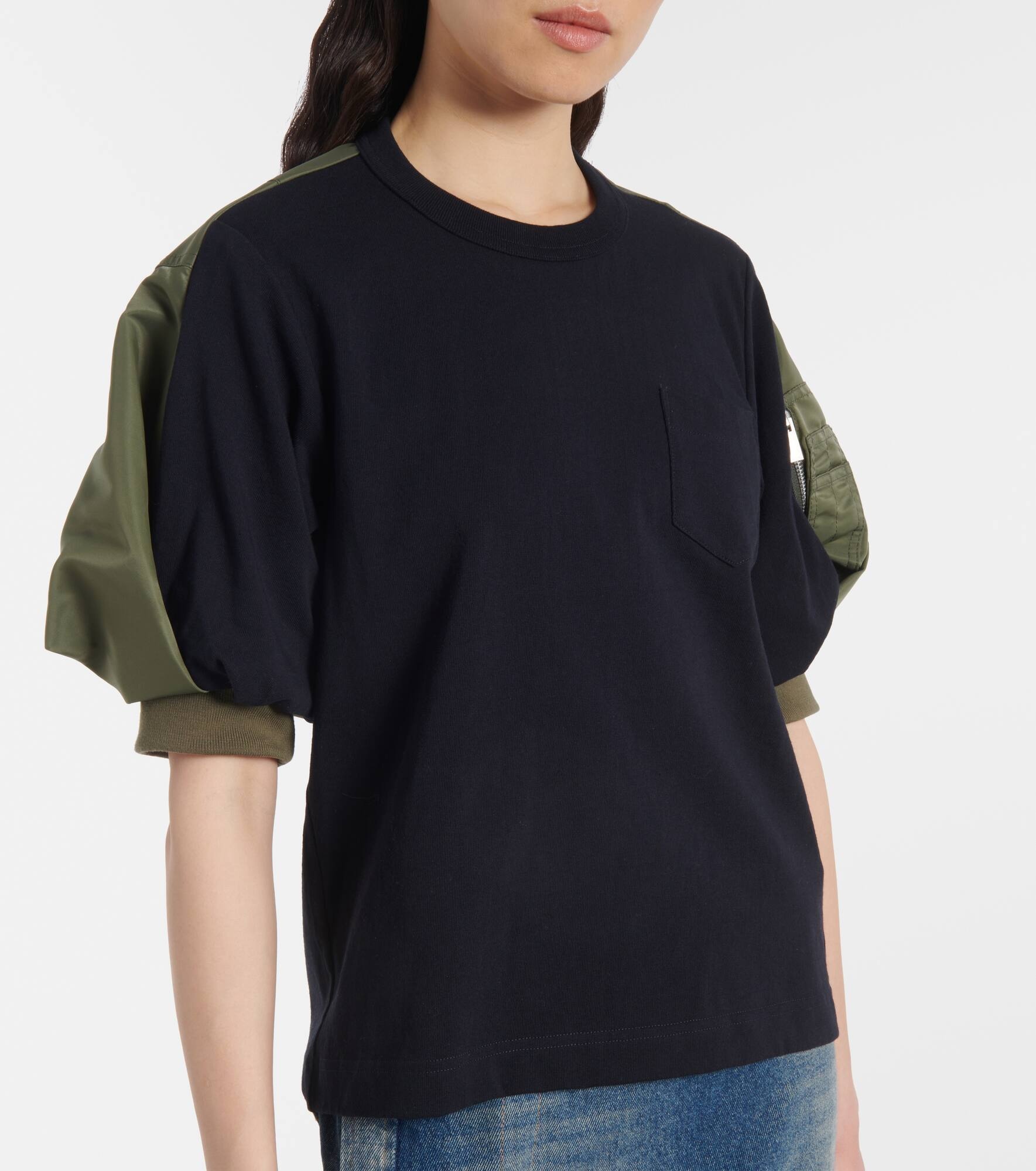 Twill-trimmed cotton jersey T-shirt - 5