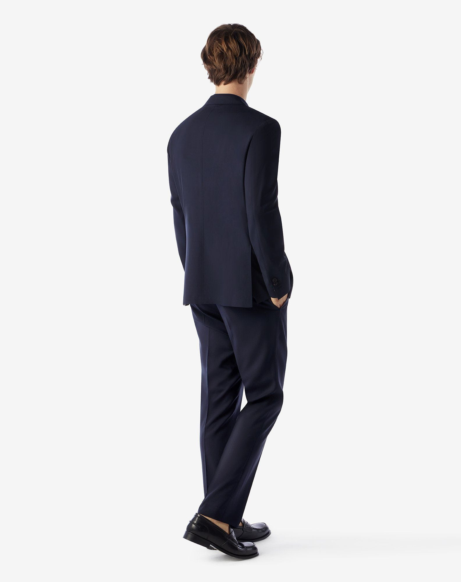 Unlined navy blue wool suit - 3