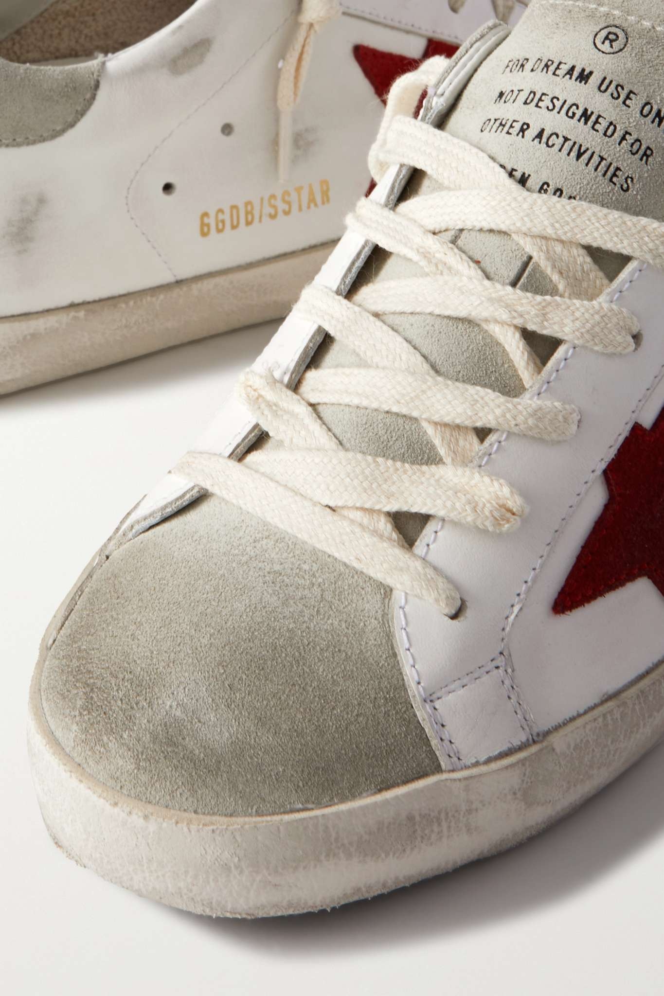 Superstar distressed leather and suede sneakers - 4