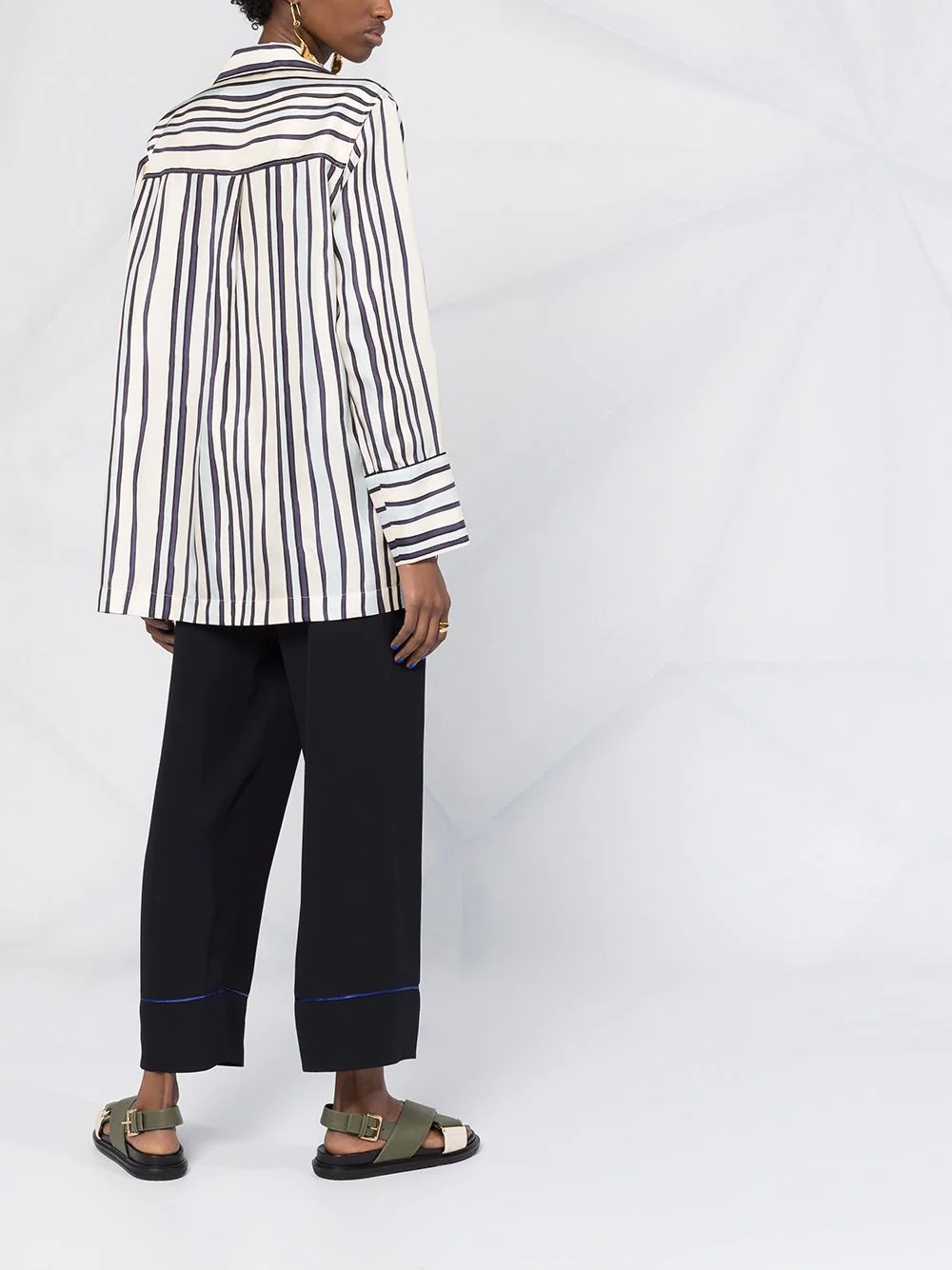 contrasting trim straight-leg trousers - 4