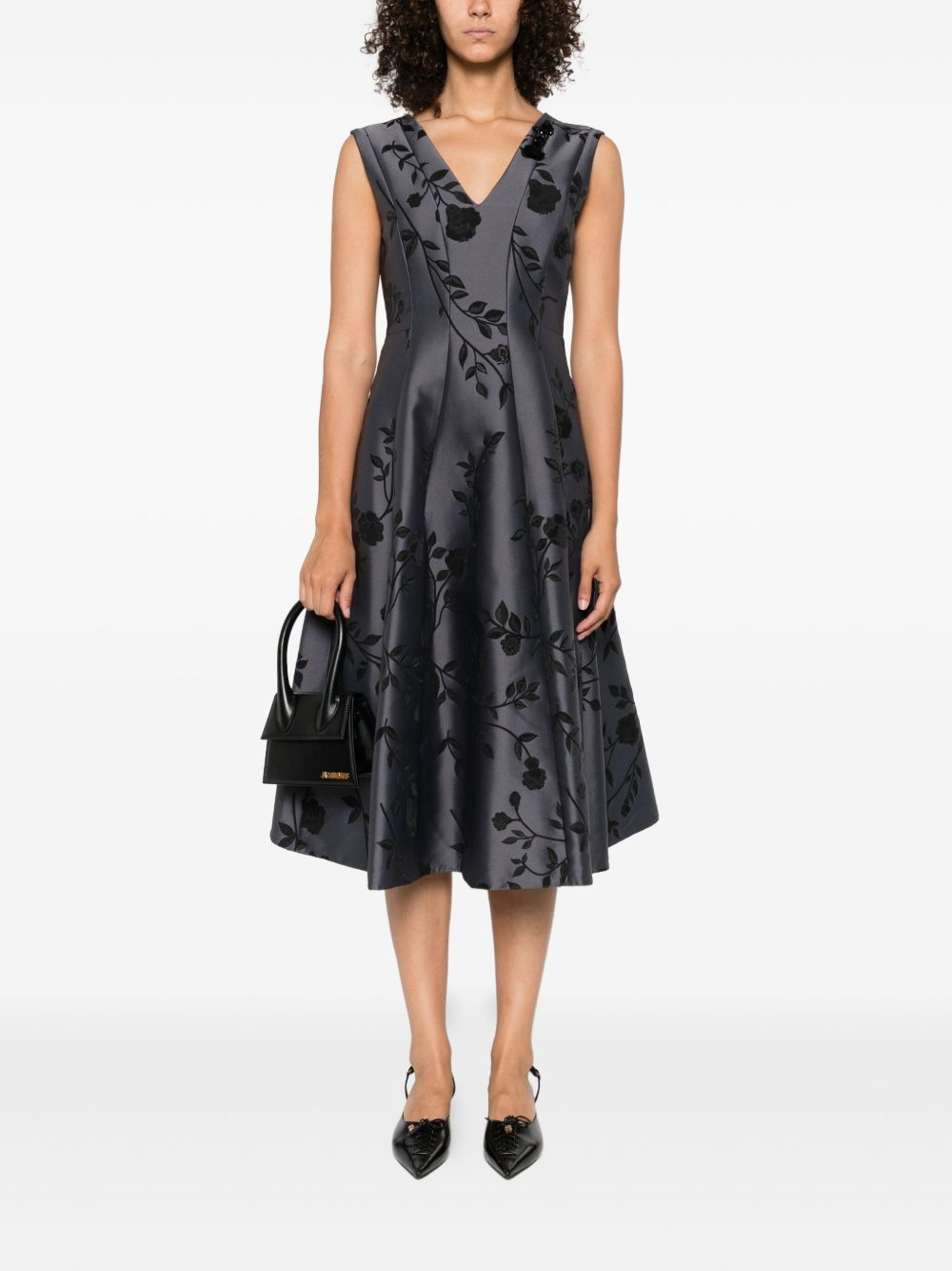 floral-print V-neck mini dress - 2