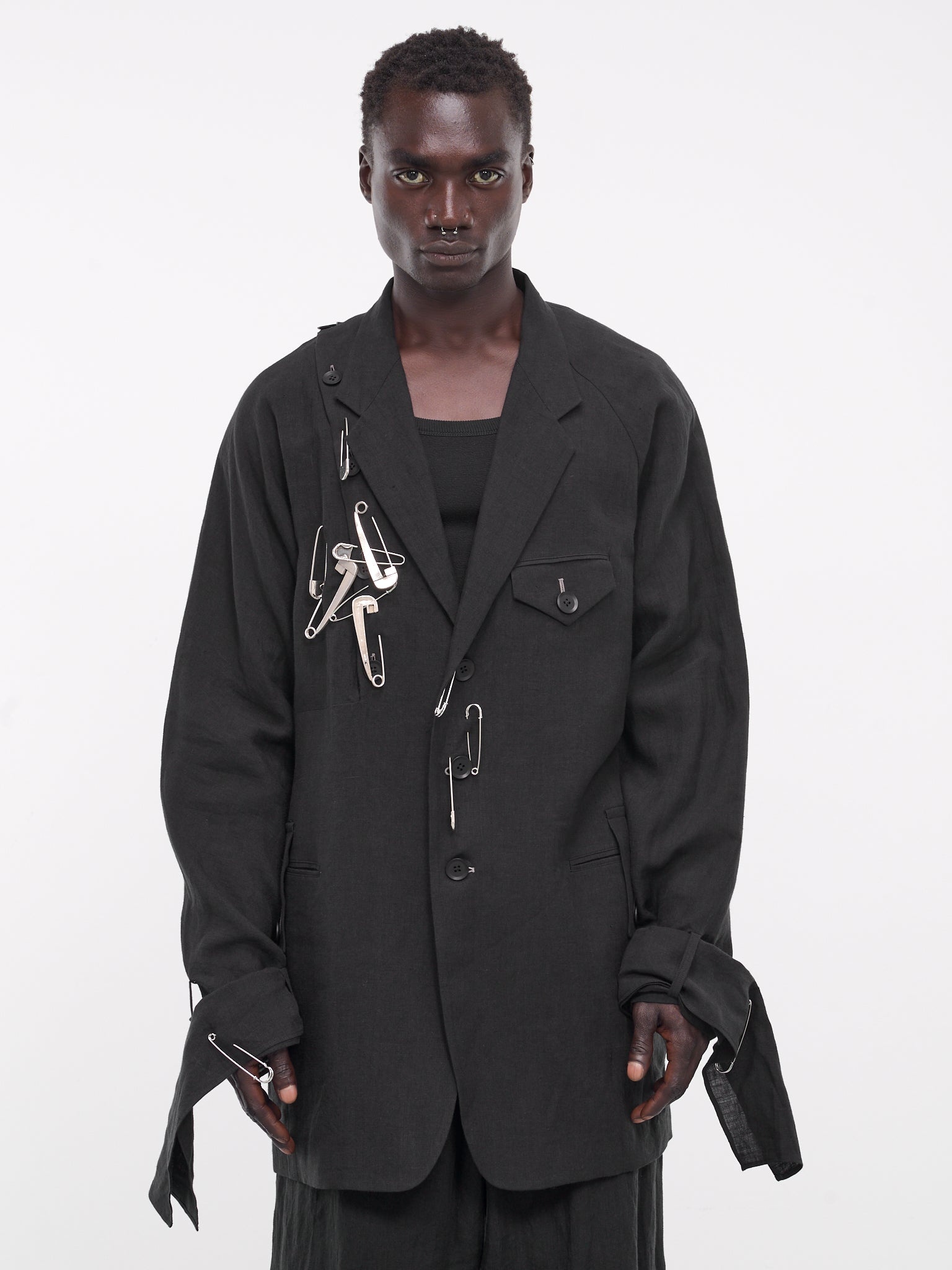★五右衛門様  19250 Yohji Yamamoto Safety Pin Deconstructed Blazer | hlorenzo