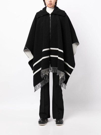 Moncler intarsia-knit logo fringe-detailing cape outlook