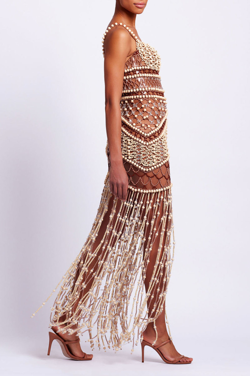 PatBO Wood and Crystal Beaded Gown outlook