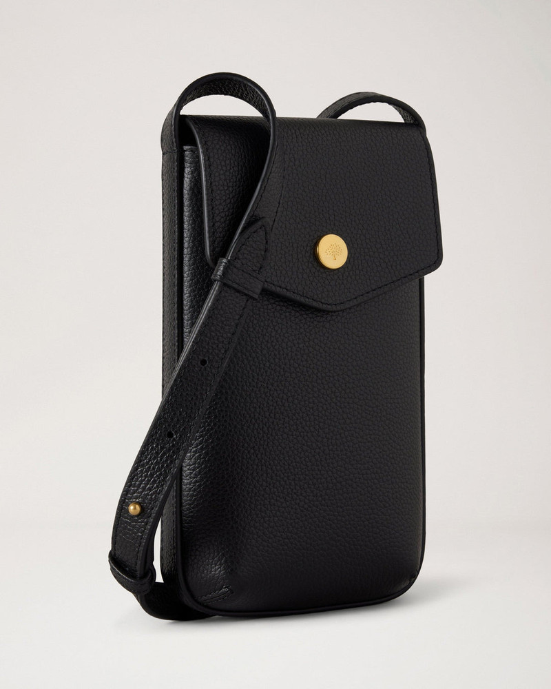 Mulberry Press Stud Phone Pouch Black Small Classic Grain outlook