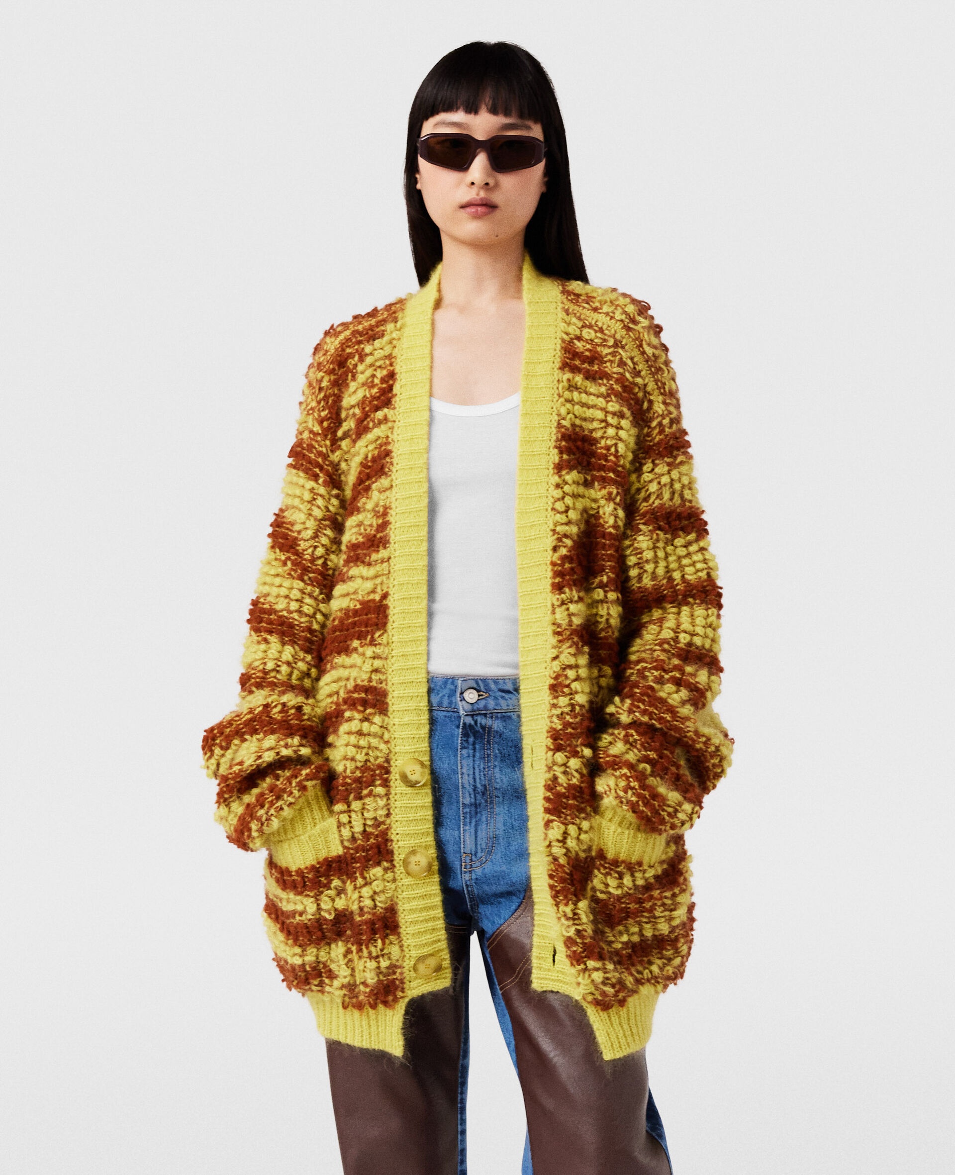 Tiger-Pattern Bouclé-Knit Cardigan - 2