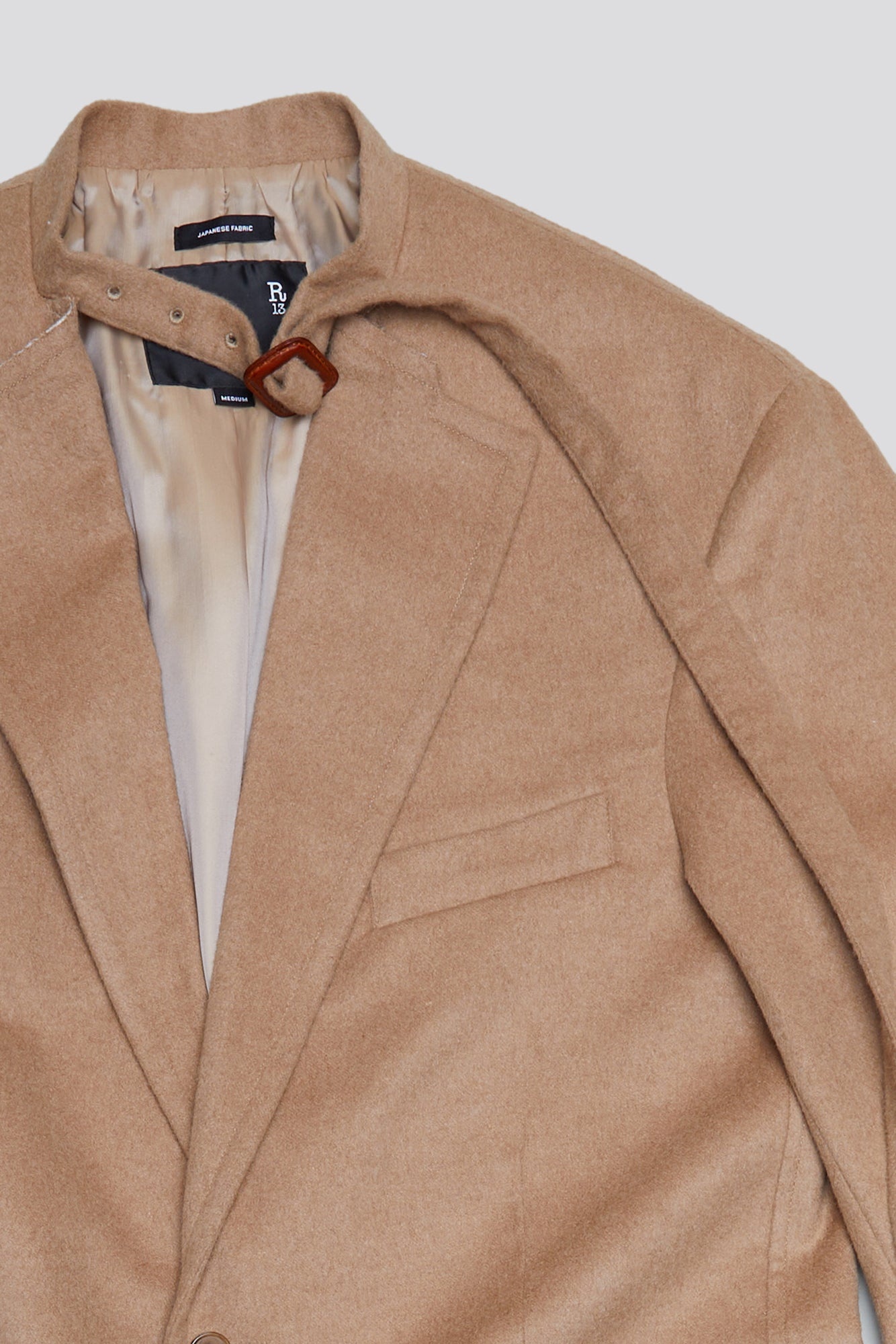 BELT COLLAR RAGGED BLAZER - CAMEL - 8