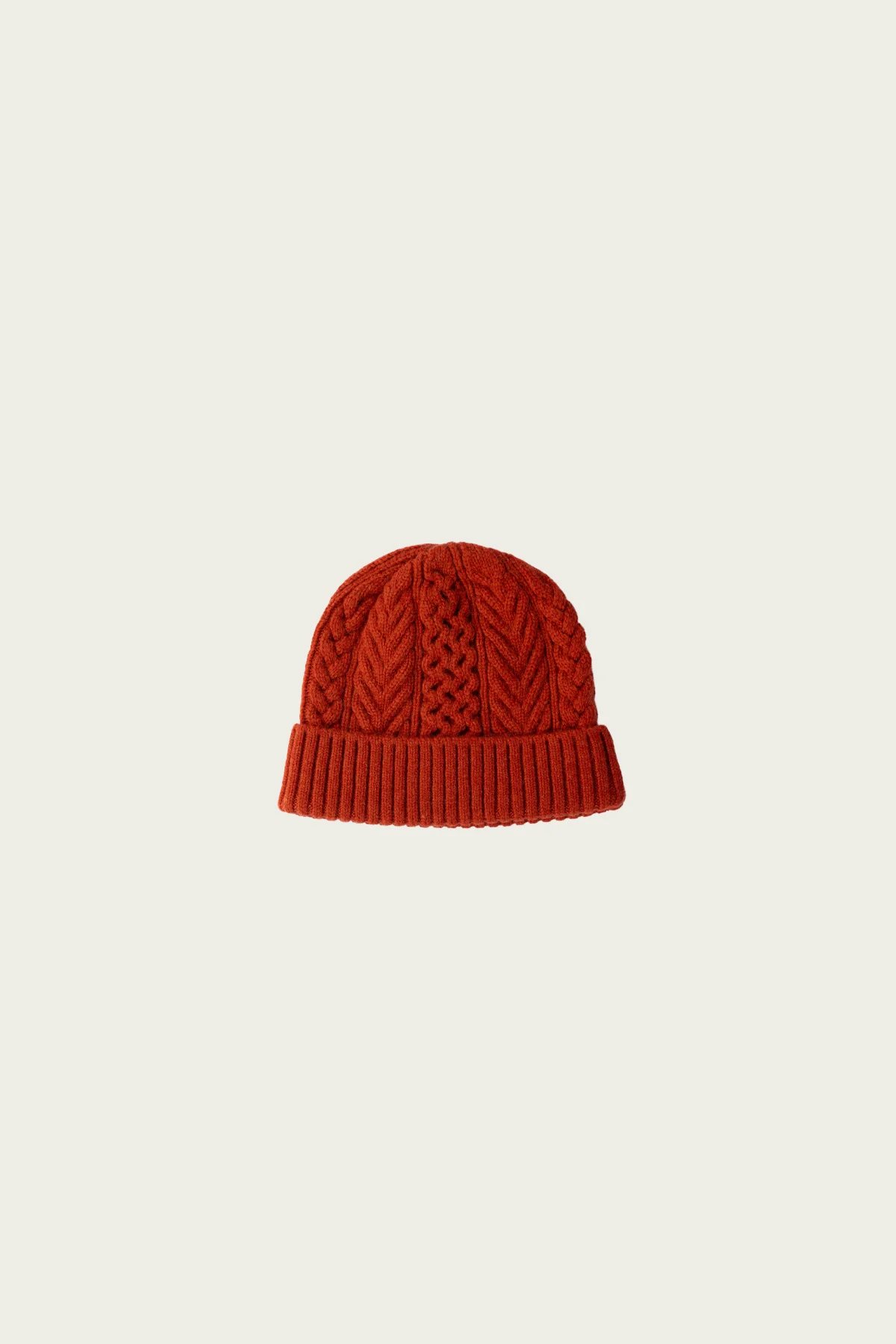 Classic Aran Beanie Crafted In Japan - Orange - 1