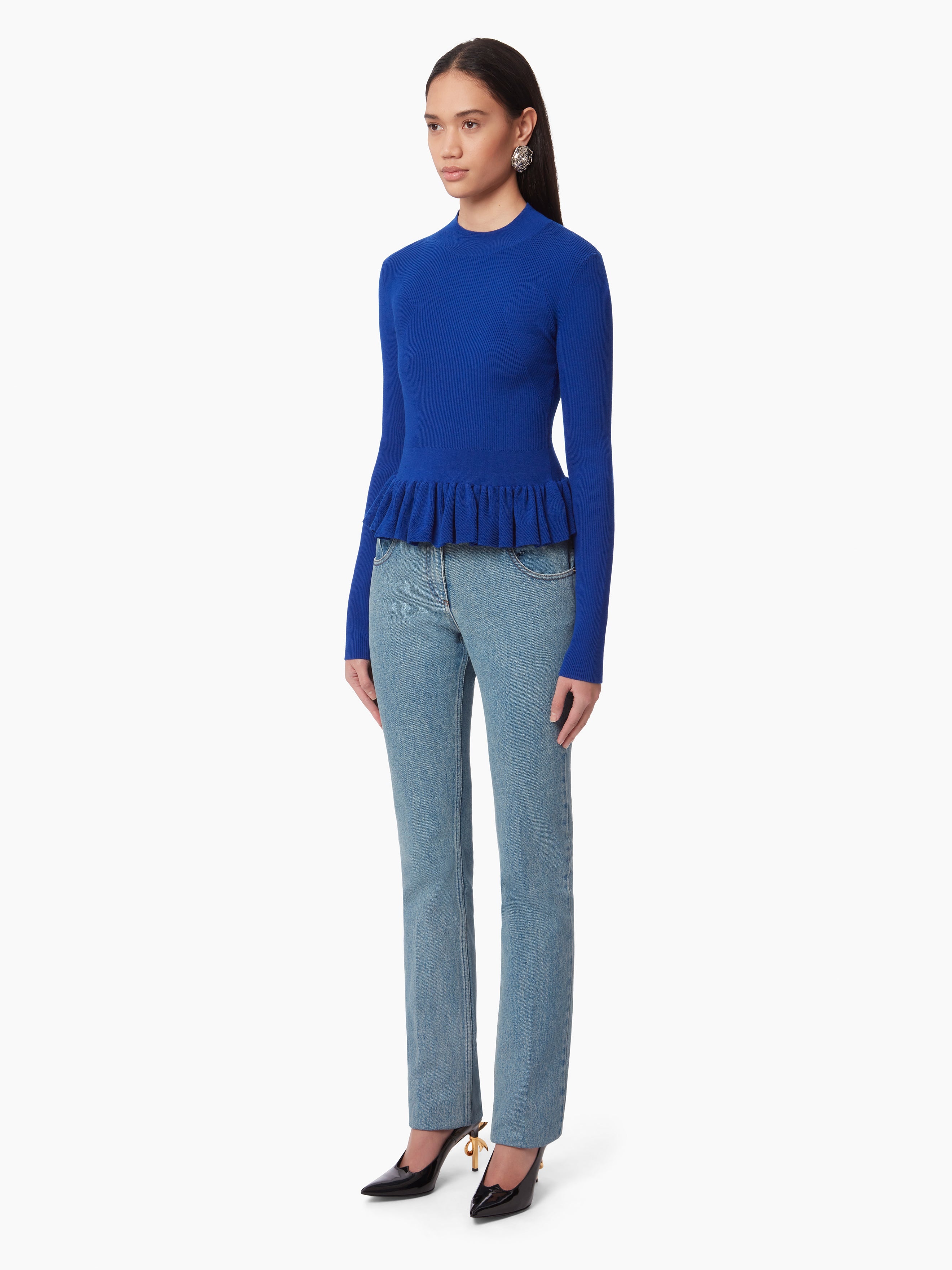 SWEATER WITH RUFFLE PEPLUM - 2