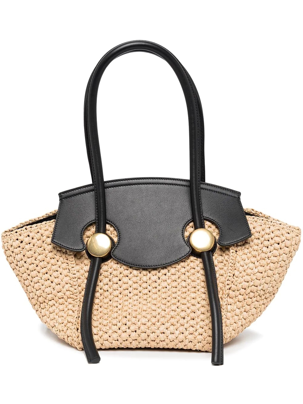 small Pipe raffia tote bag - 1