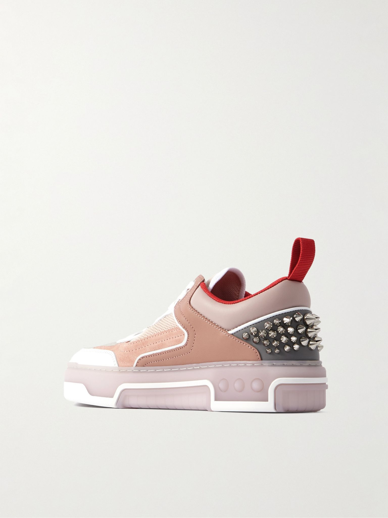 Astroloubi spiked leather, suede and mesh sneakers Pink - 3