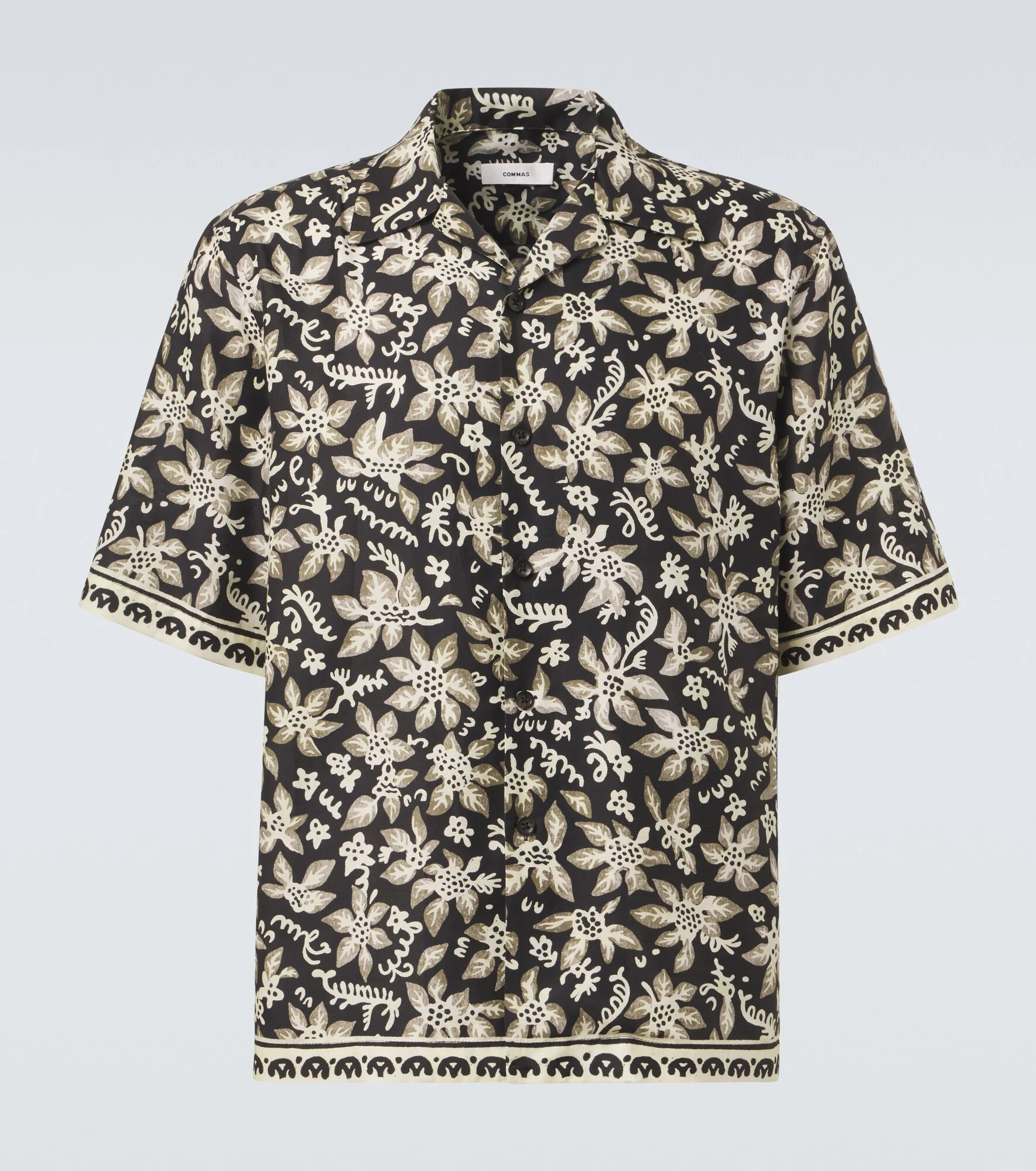 Printed cotton and silk bowling shirt - 1