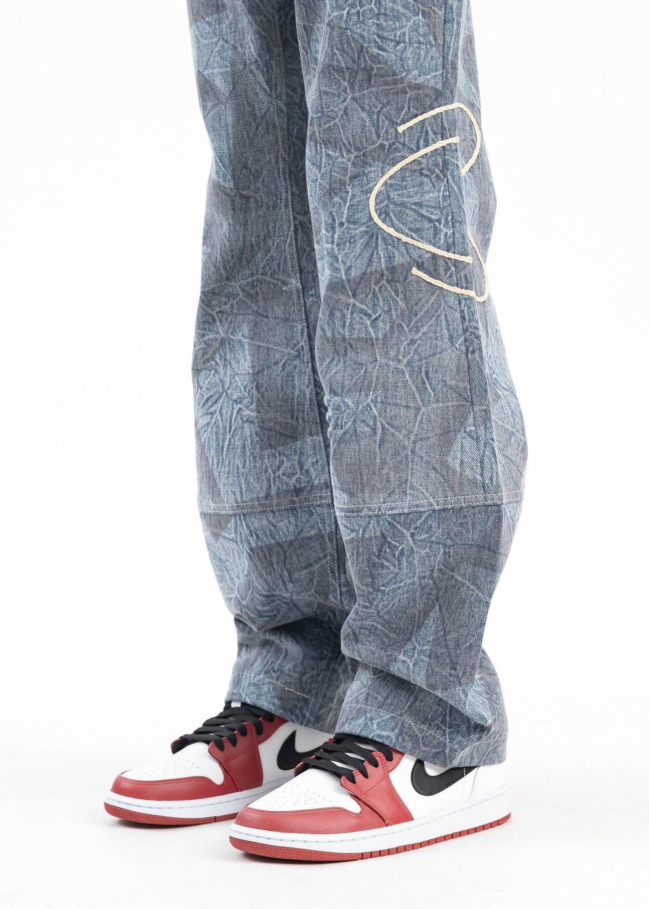 CYBER BLUE JON PATTERN WASHED HOURGLASS JEANS - 6