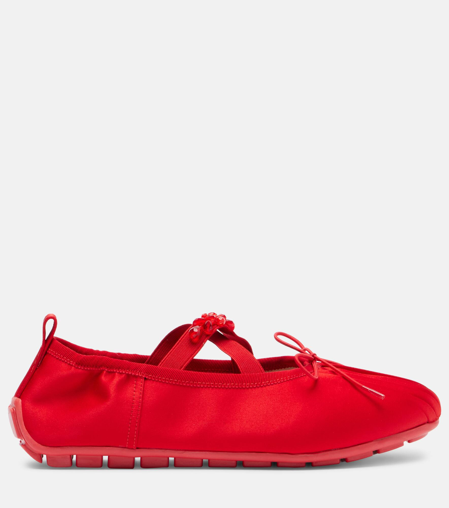 Grip embellished satin ballet flats - 4