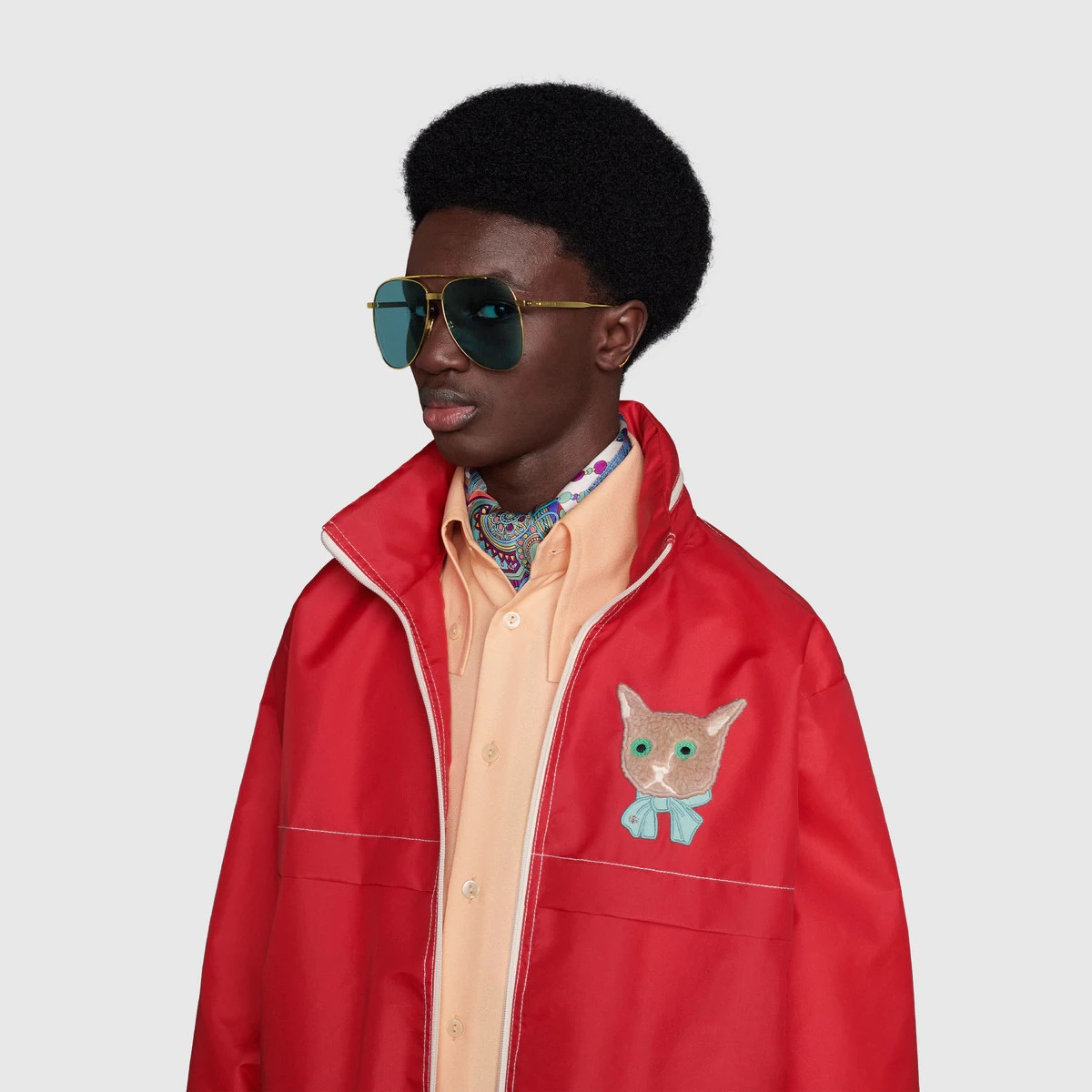 Canvas jacket with Gucci cat - 6