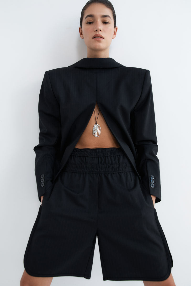 Tailored Active Shorts - Black Pinstripe - 8