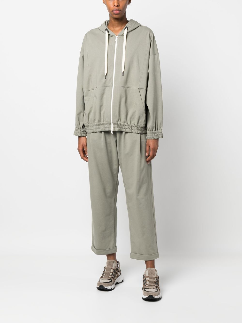 drawstring cropped cotton trousers - 2
