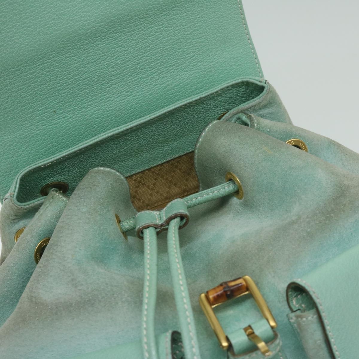 GUCCI Bamboo Backpack Suede Light Blue - 10