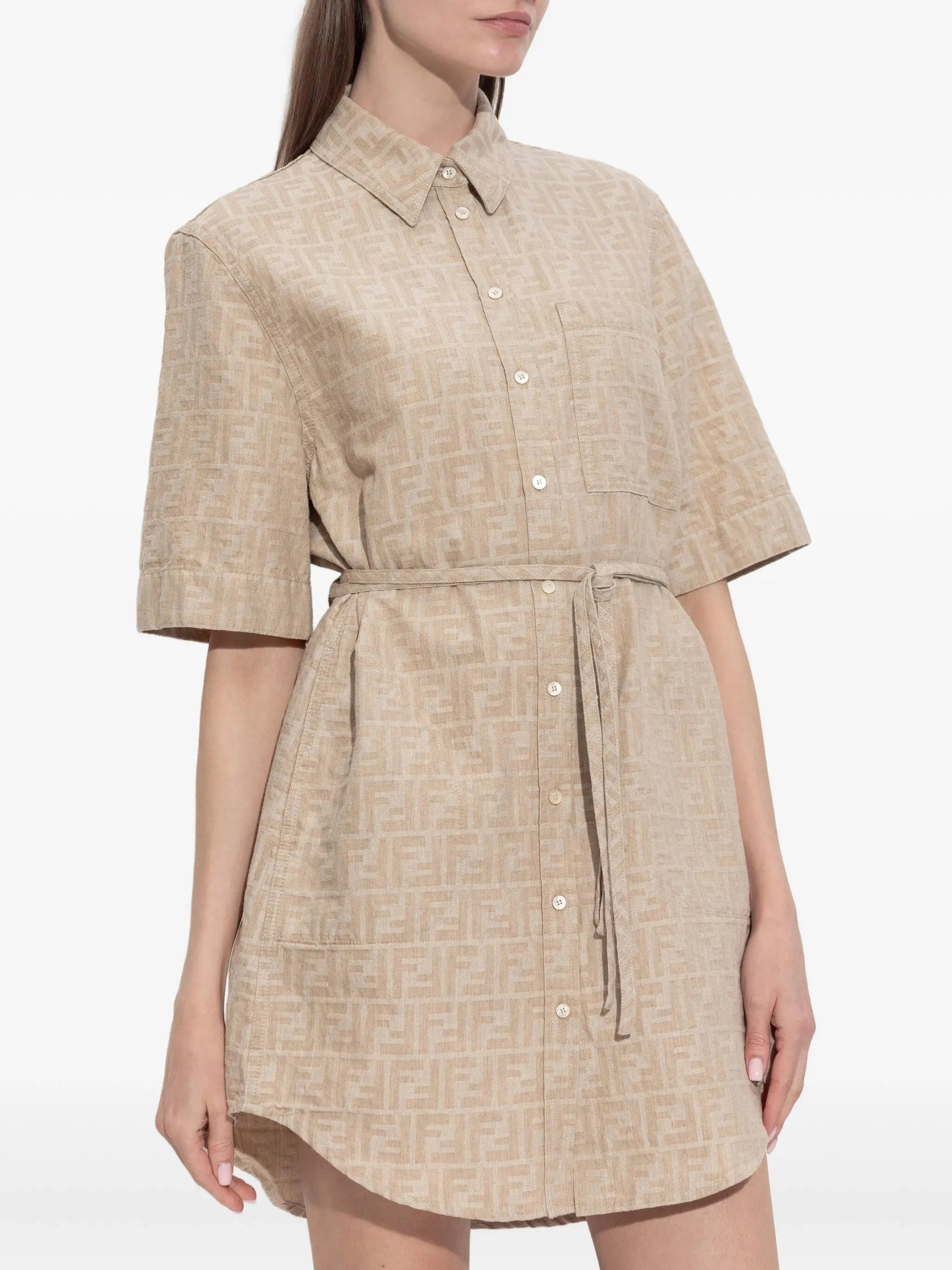 Fendi FF-pattern Drawstring Dress - 3
