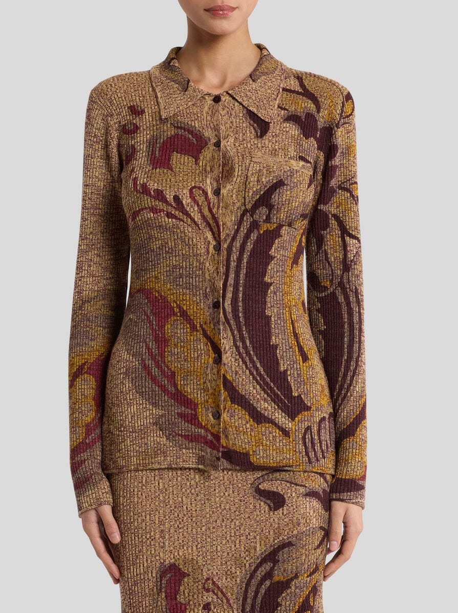 RIBBED WOOL CARDIGAN WITH DAFFODIL MOTIF - 2