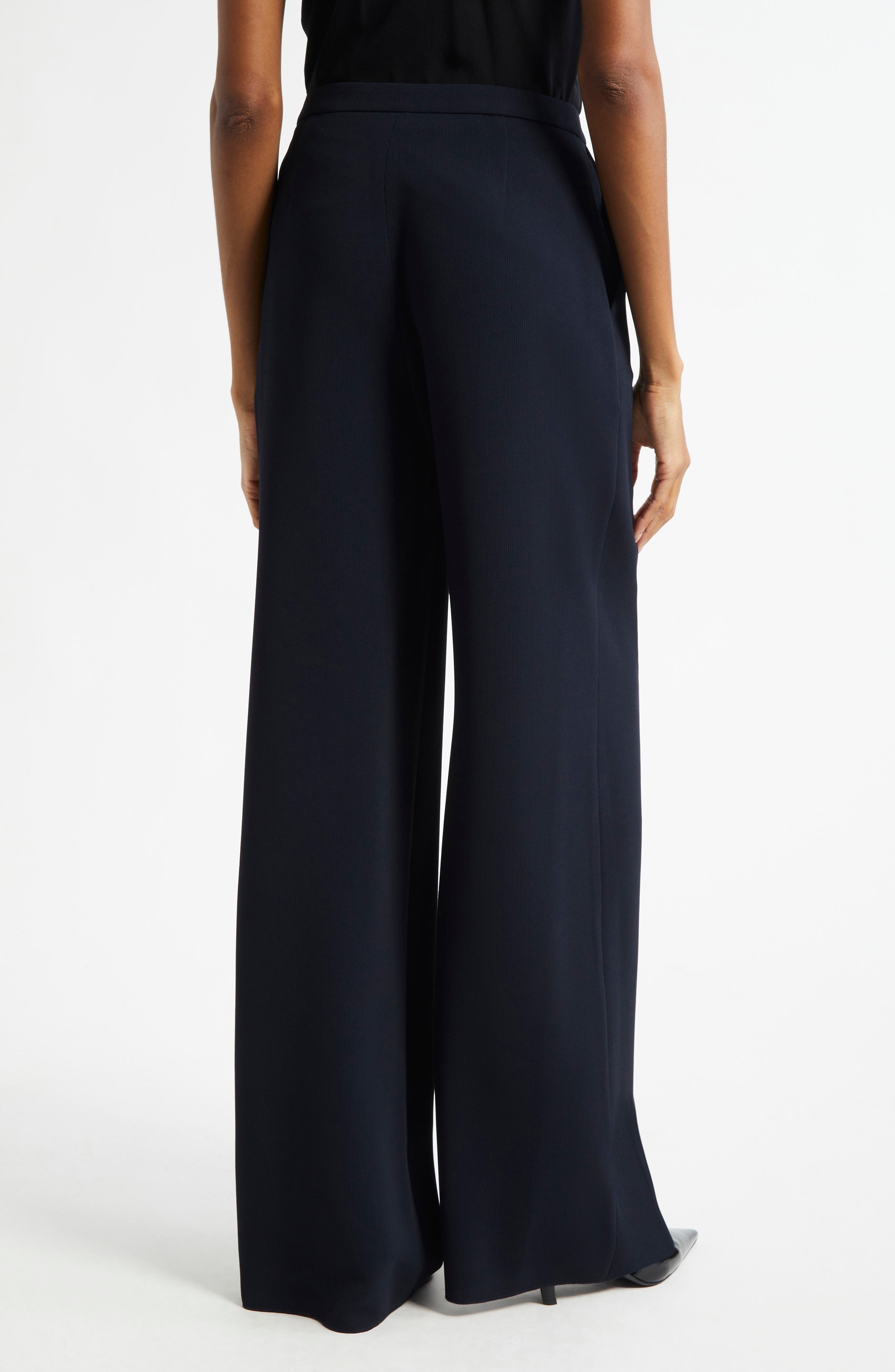 Emporio Armani Wide Leg Pants in Navy Blue at Nordstrom - 3