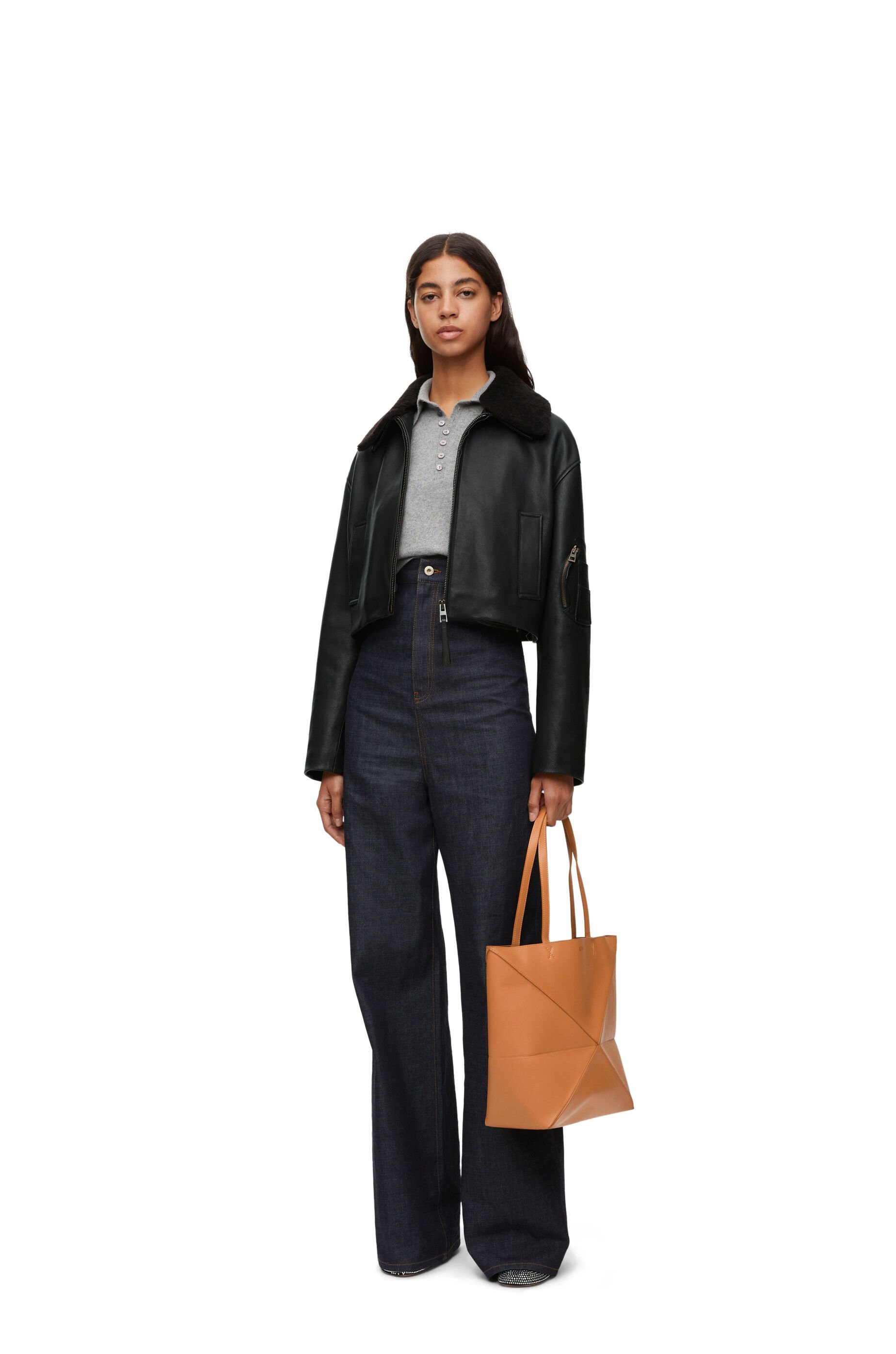 Cropped jacket in nappa lambskin - 2