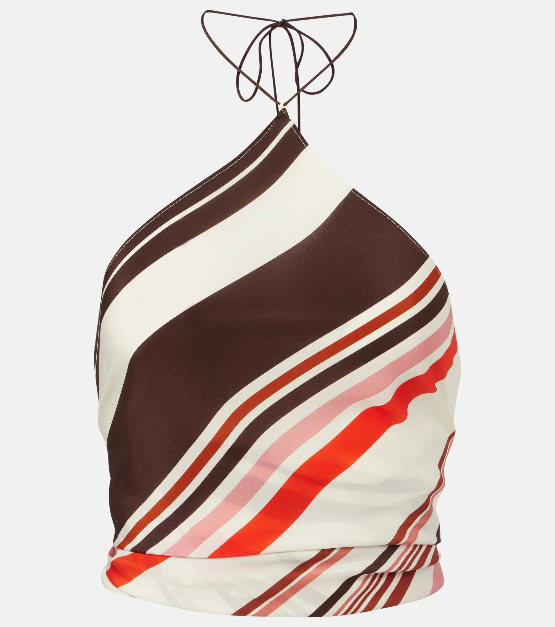 Thistle striped open-back silk satin top - 1