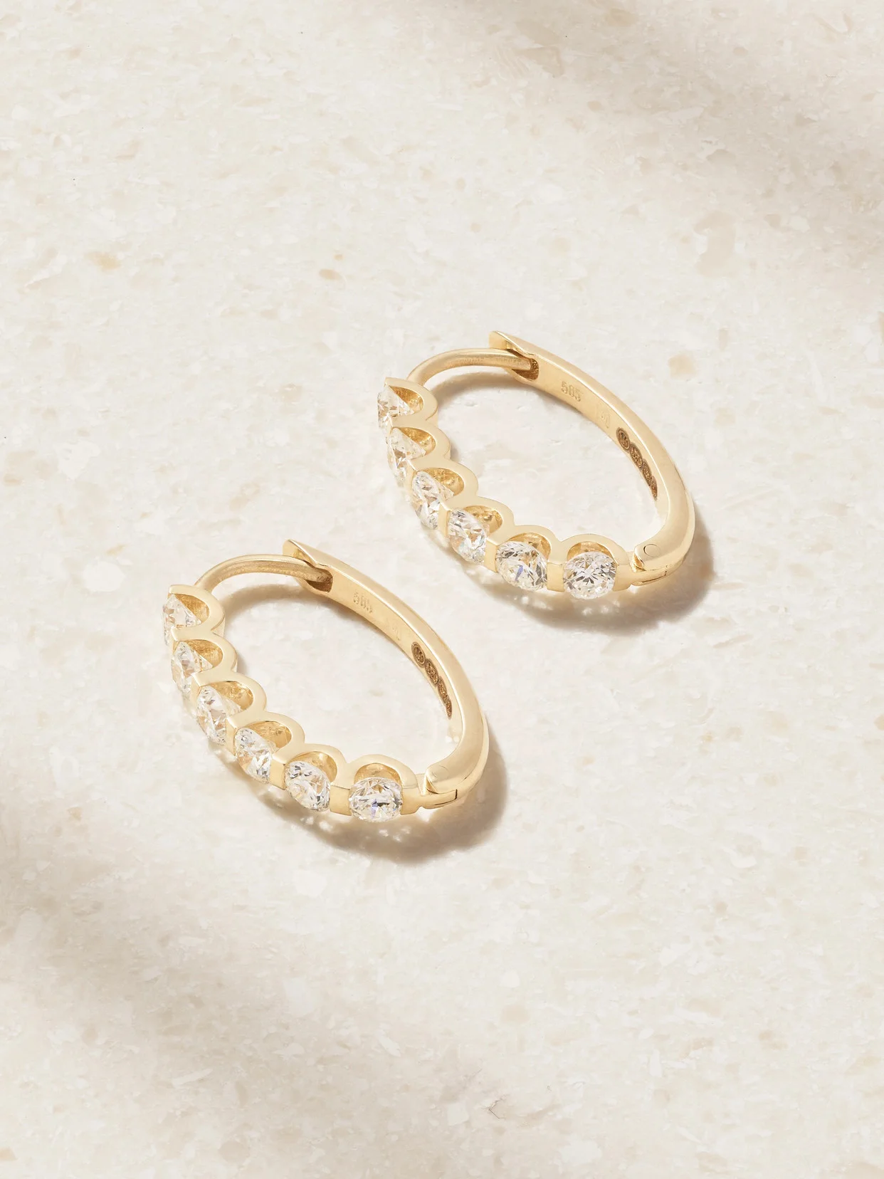 14-karat Gold Diamond Hoop Earrings - 1