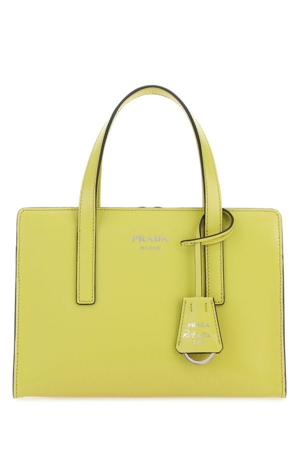 トートバッグ PRADA Acid green leather Re-Edition 1995 handbag Prada Prada Woman Acid Green Leather Re-Edition 1995 Handbag