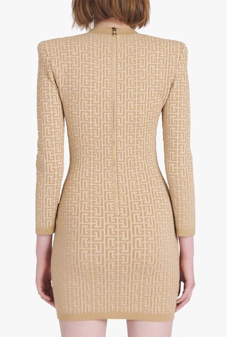 Short bicolor jacquard dress with Balmain monogram - 9