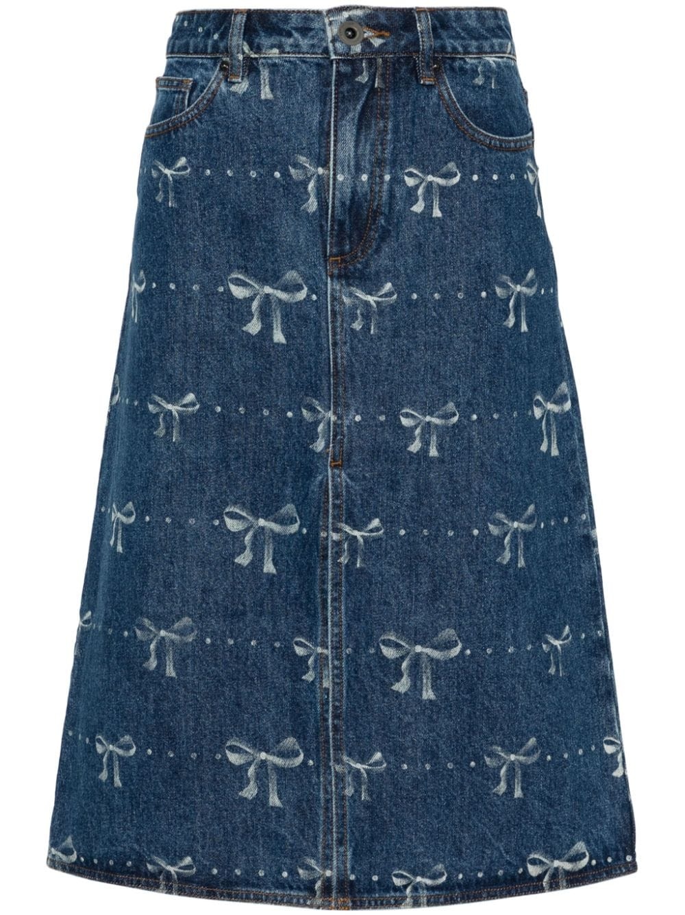 bow-print denim skirt - 1