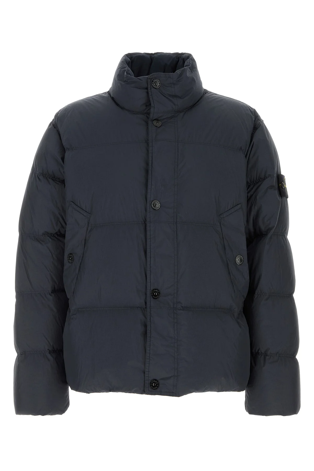 Navy blue nylon down jacket - 1