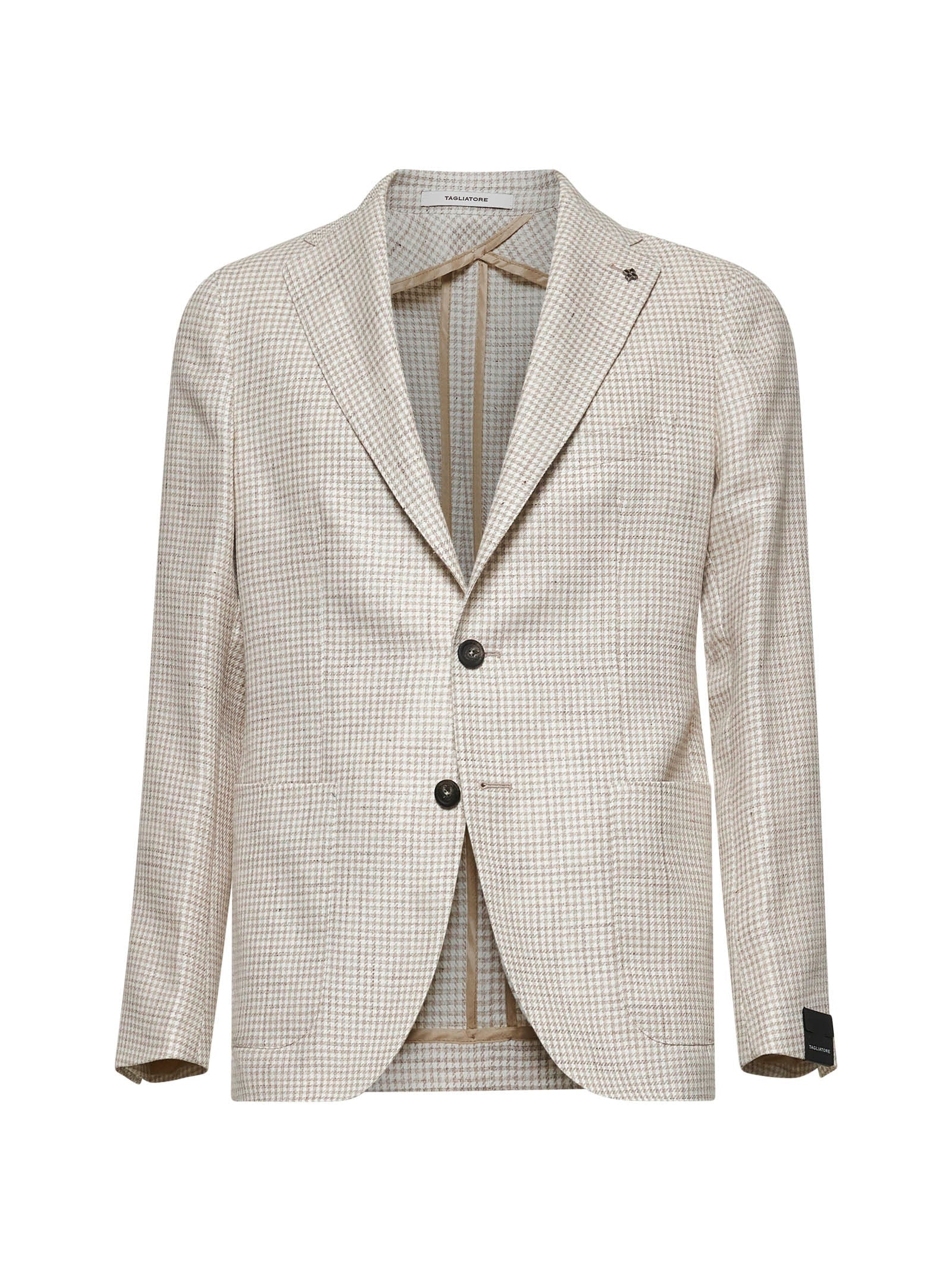 TAGLIATORE - Tagliatore Men Beige Houndstooth Montecarlo Blazer - 1