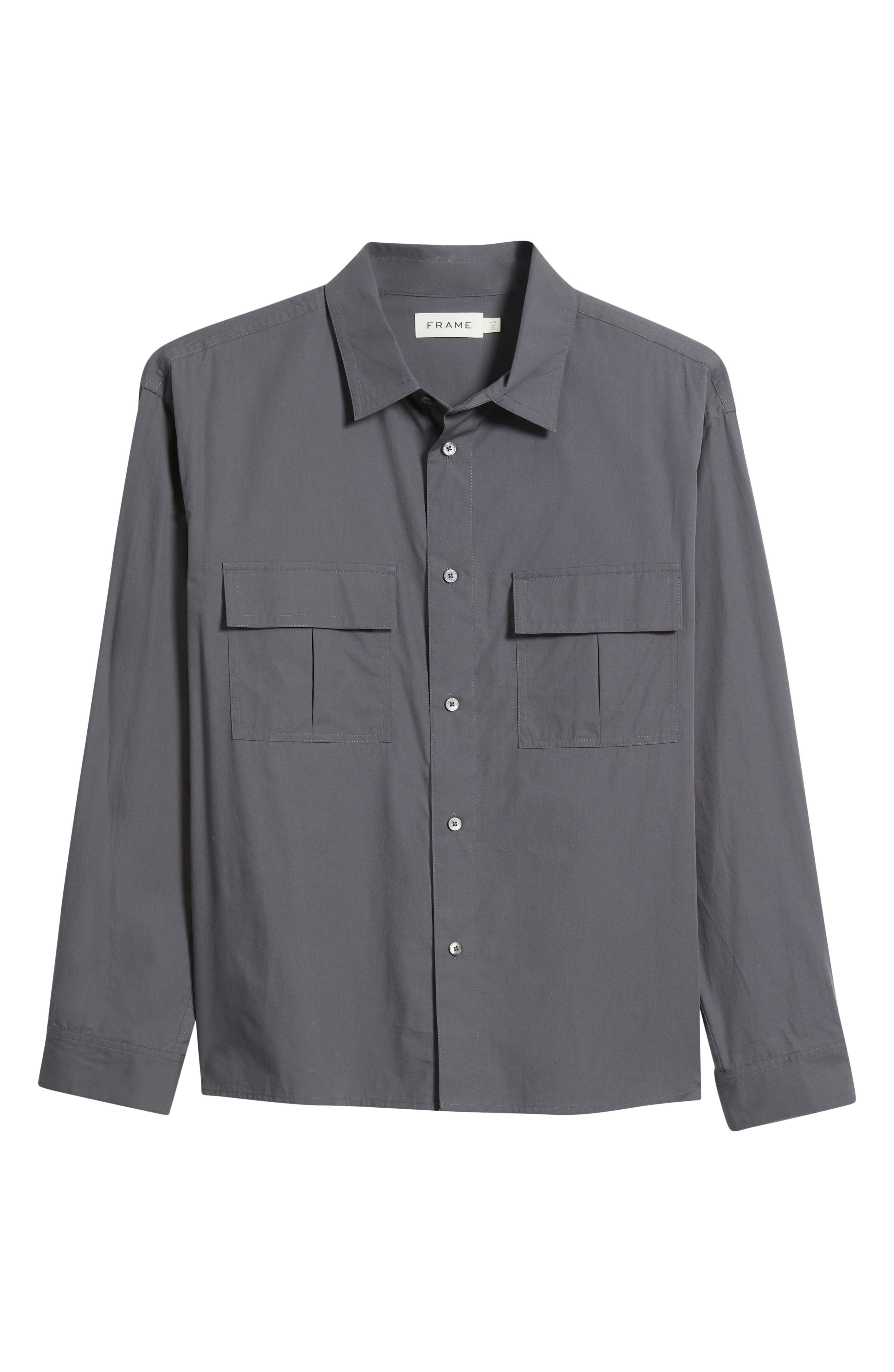 FRAME Patch Pocket Cotton Button-Up Shirt in Cloud Grey at Nordstrom - 6