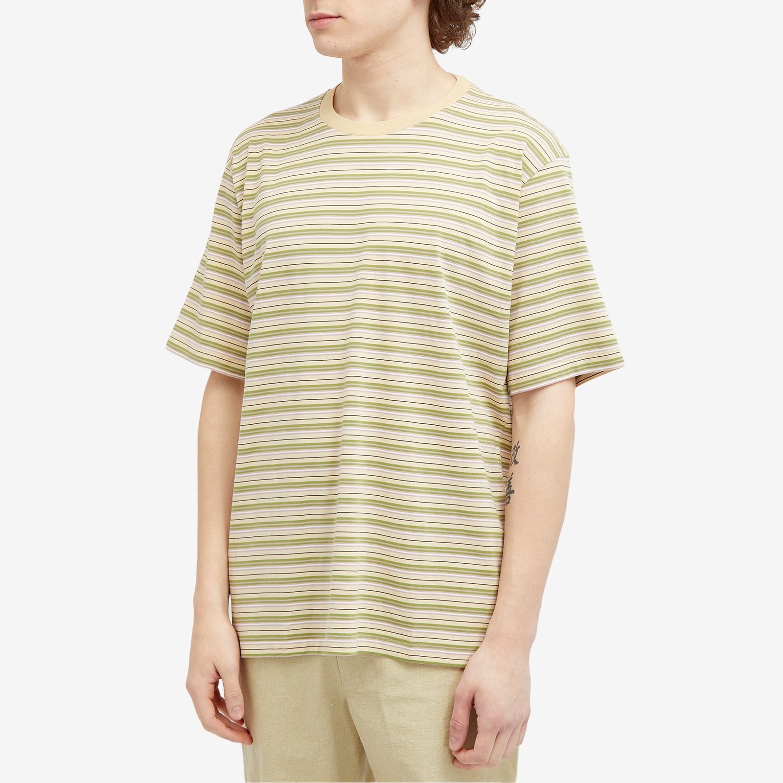 AURALEE｜SHORT-SLEEVED ROUND NECK T-SHIRTS (HARD TWIST C Namu Shop - Auralee Hard Twist Cotton Border Tee - Light