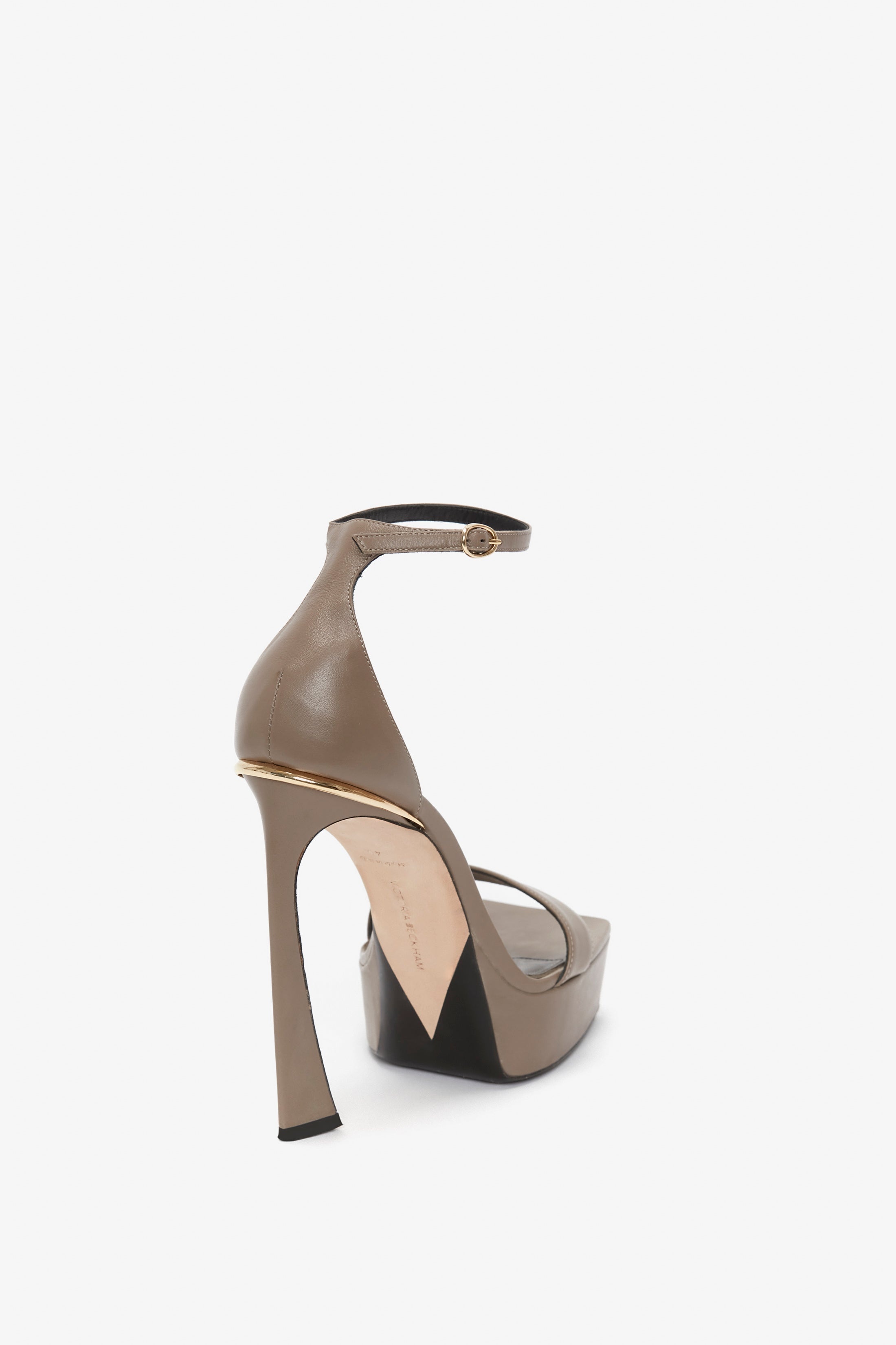 Squared Toe Platform Sandal in Beige Calf - 3