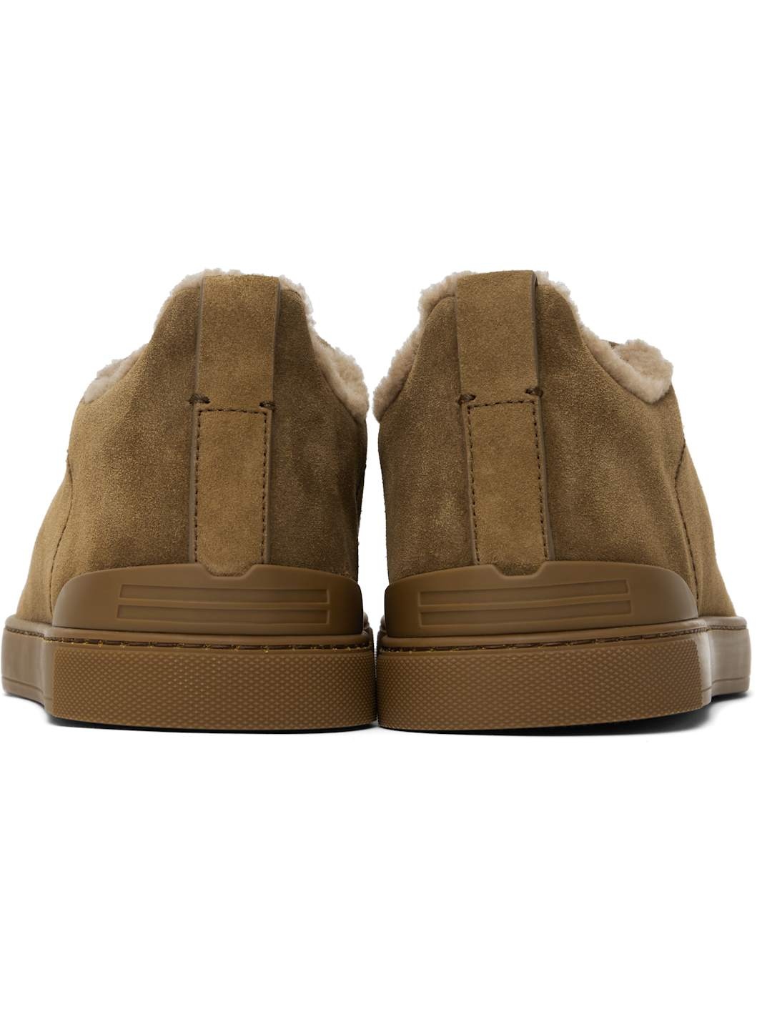 Brown Suede Triple Stitch Sneakers - 2