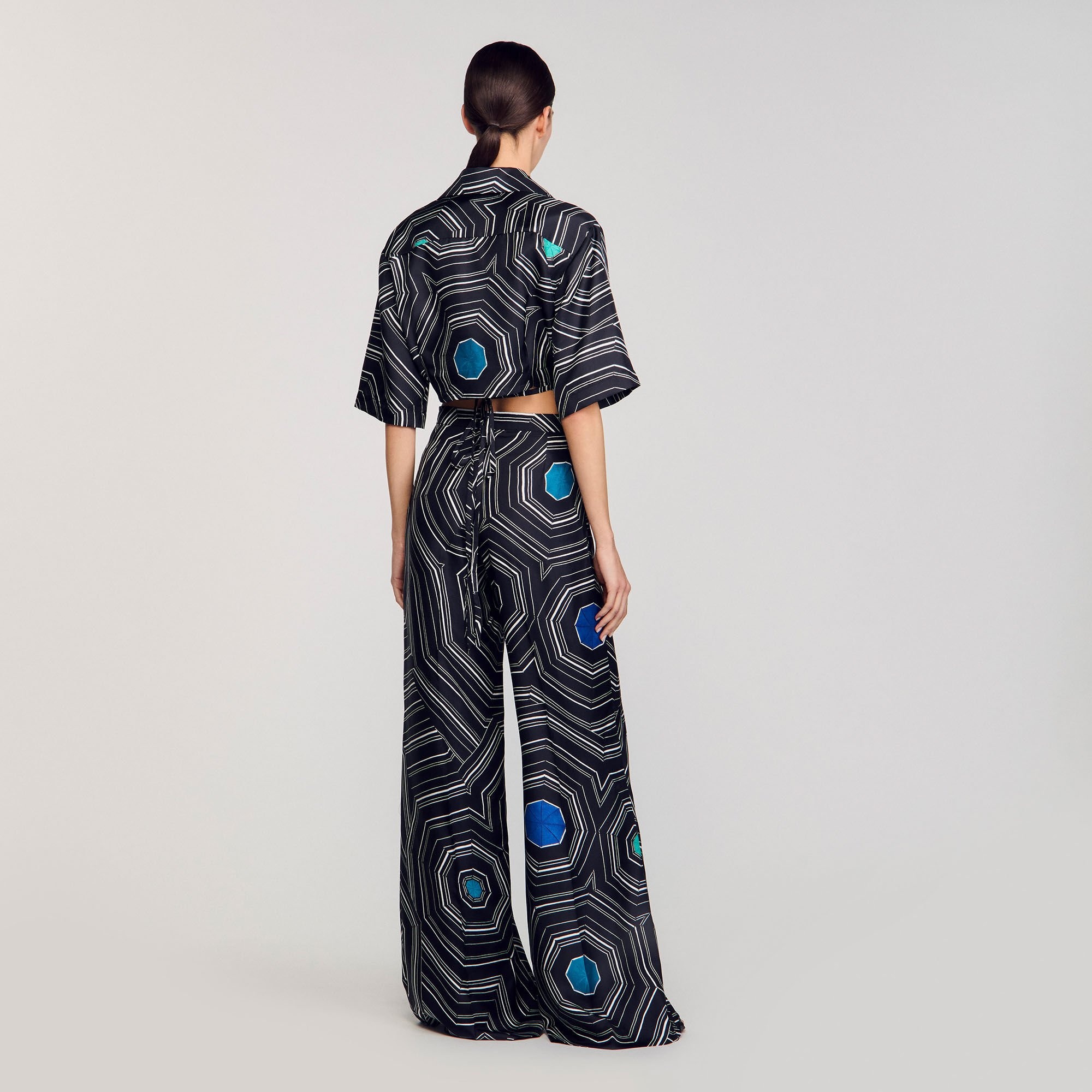 SPIRAL-PRINT SILK TROUSERS - 5